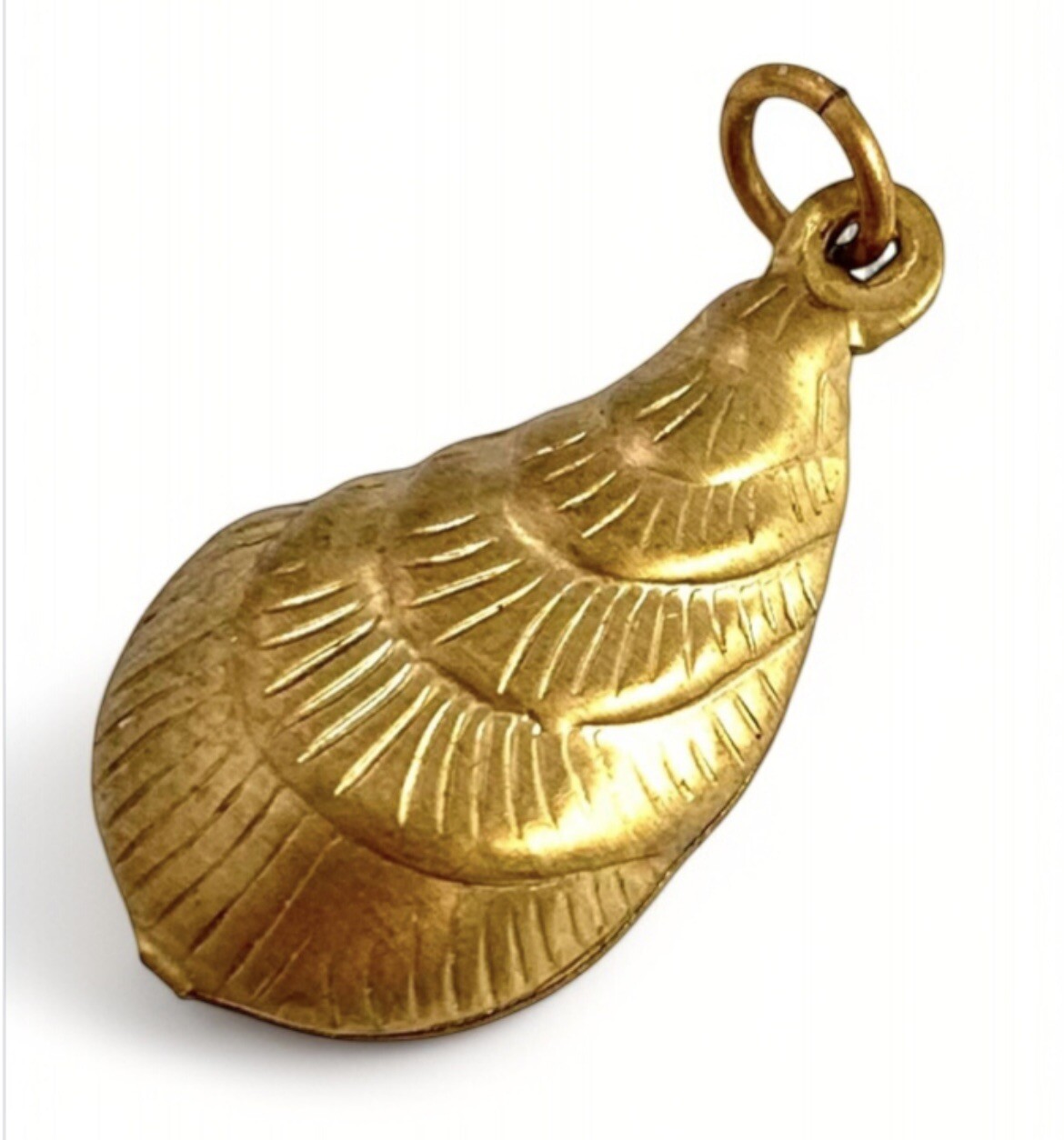 Vintage Seashell Charm Mussel Shell Brass Metal Pendant Vintage Jewelry For Her