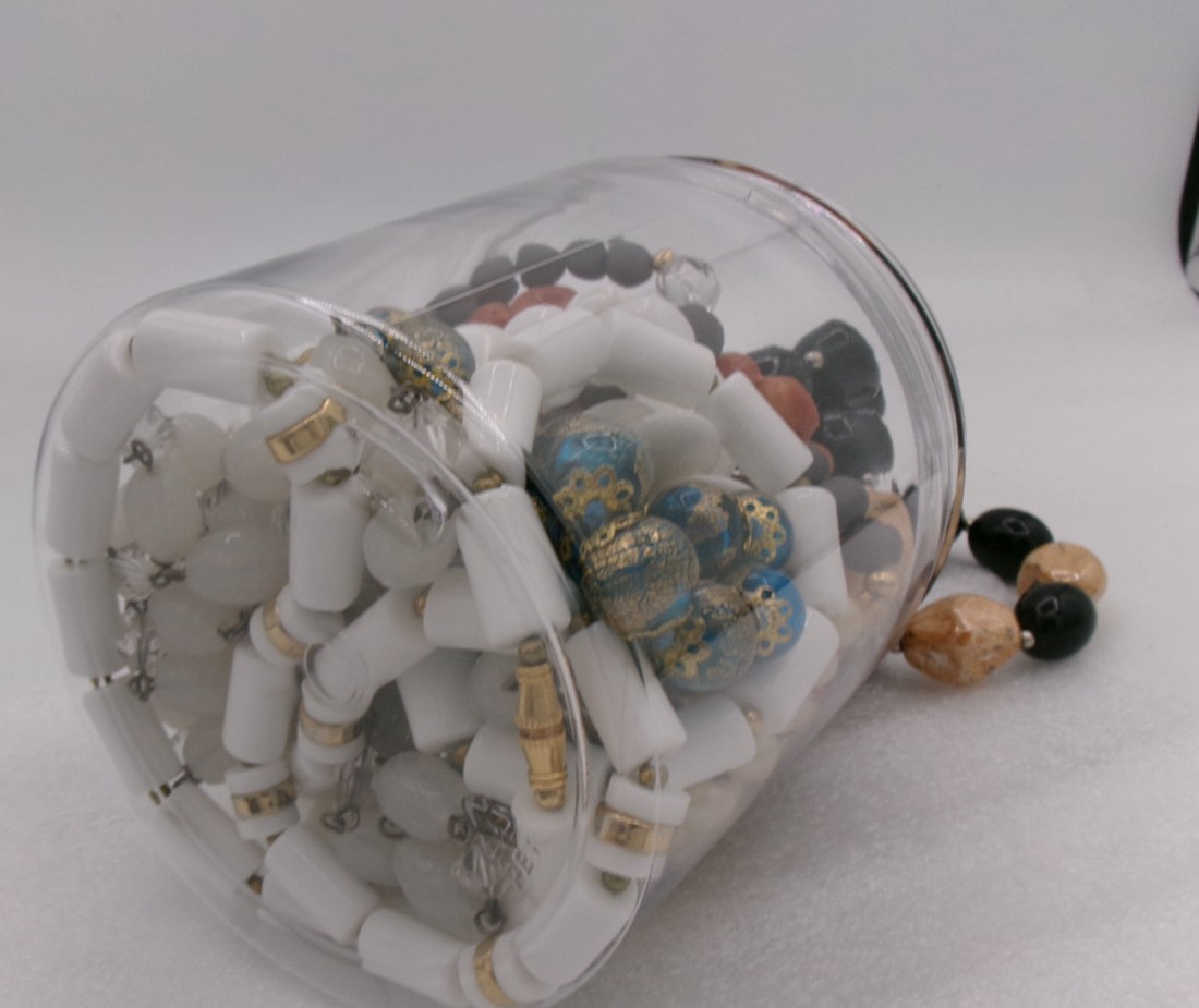 Mystery Jewelry Jar Vintage Beaded Statement Necklaces All Wearable 14 ounces