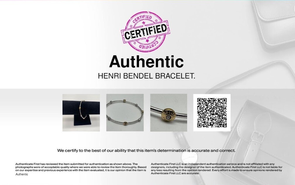 Vintage Henri Bendel Bangle Bracelet with Branded Gold Tone Rivets Authenticated