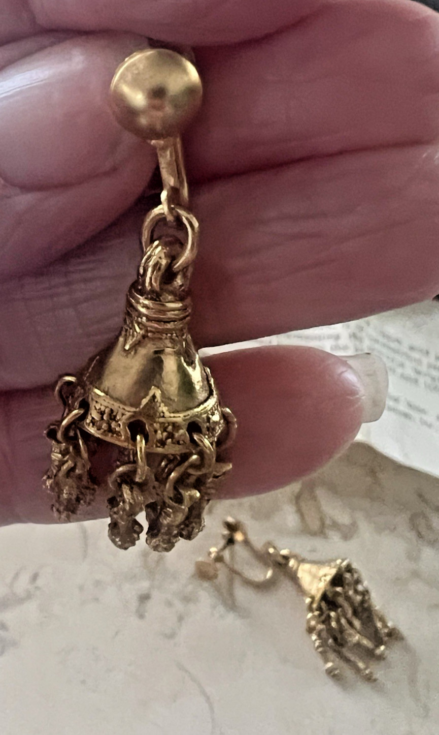 Alva Museum Replica Greek Bell Pendant Drop Screw Back Earrings