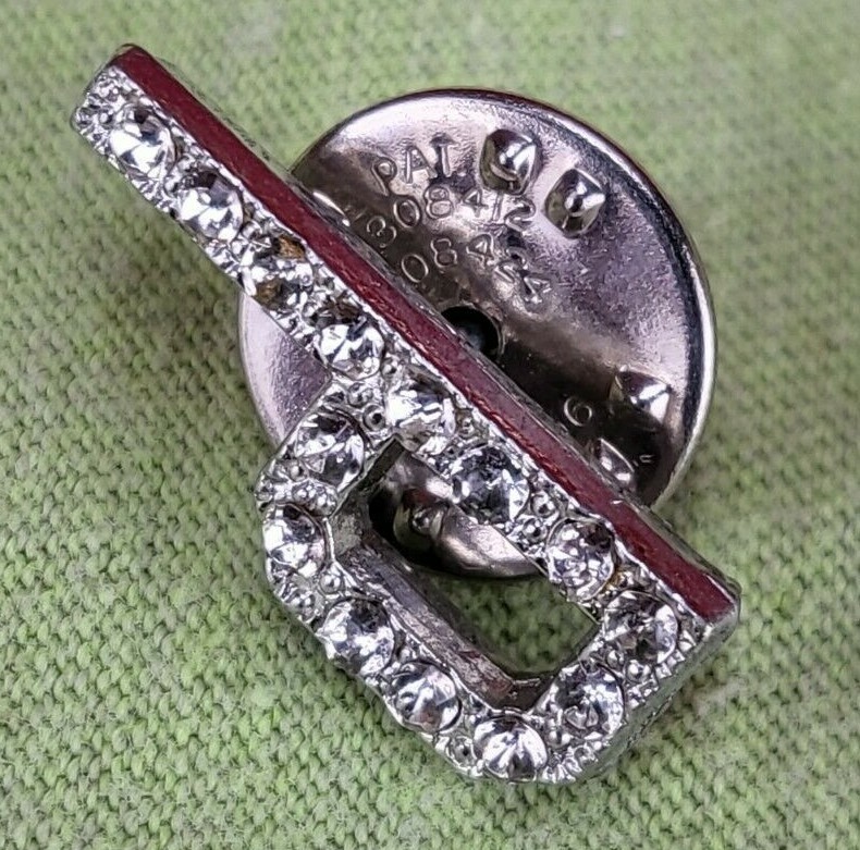 Vintage Letter “P” Rhinestone Brooch Pin Silver Tone 3/4″ Tall