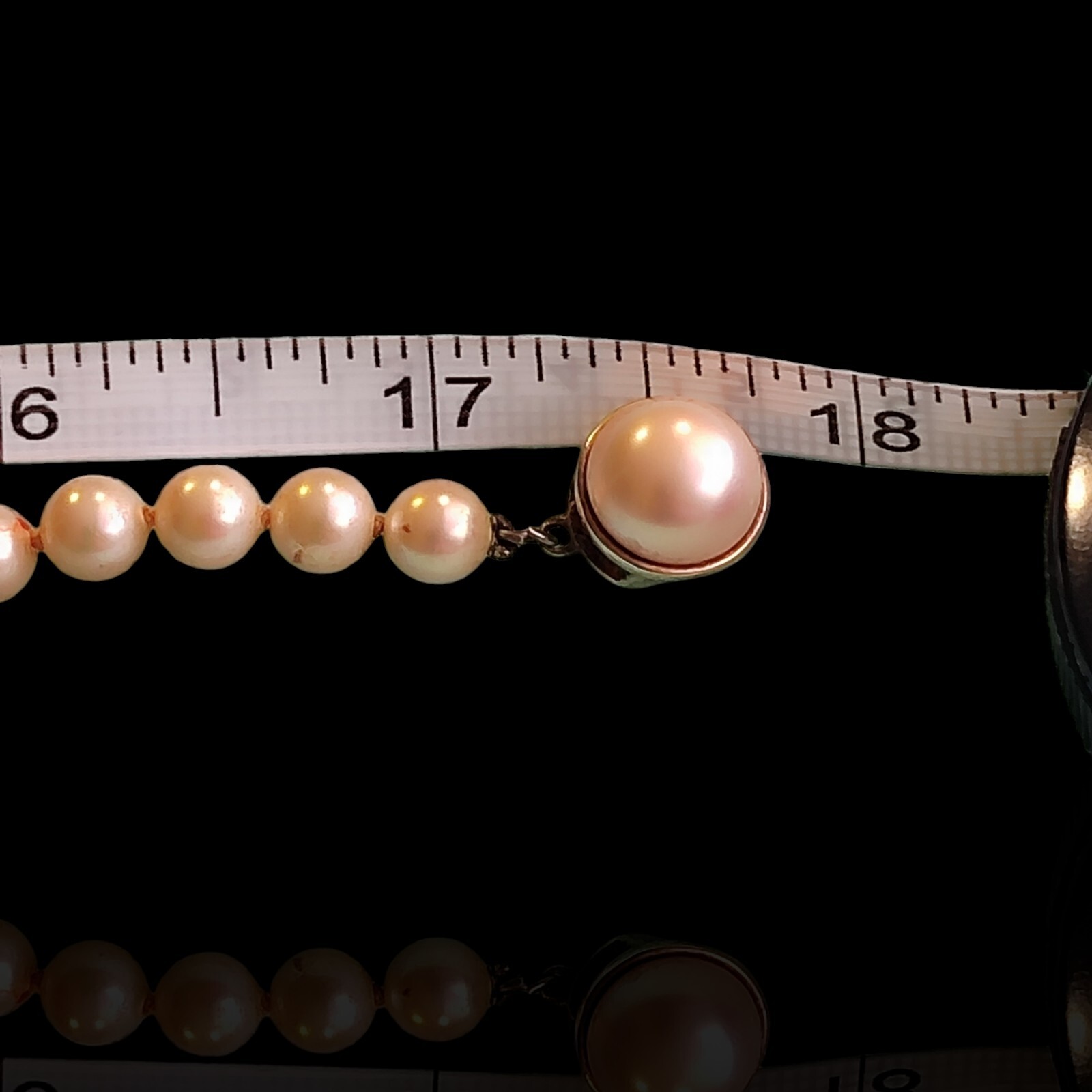 17.5 In Sterling Clasp Faux Glass Pearl Necklace Vintage Single Strand