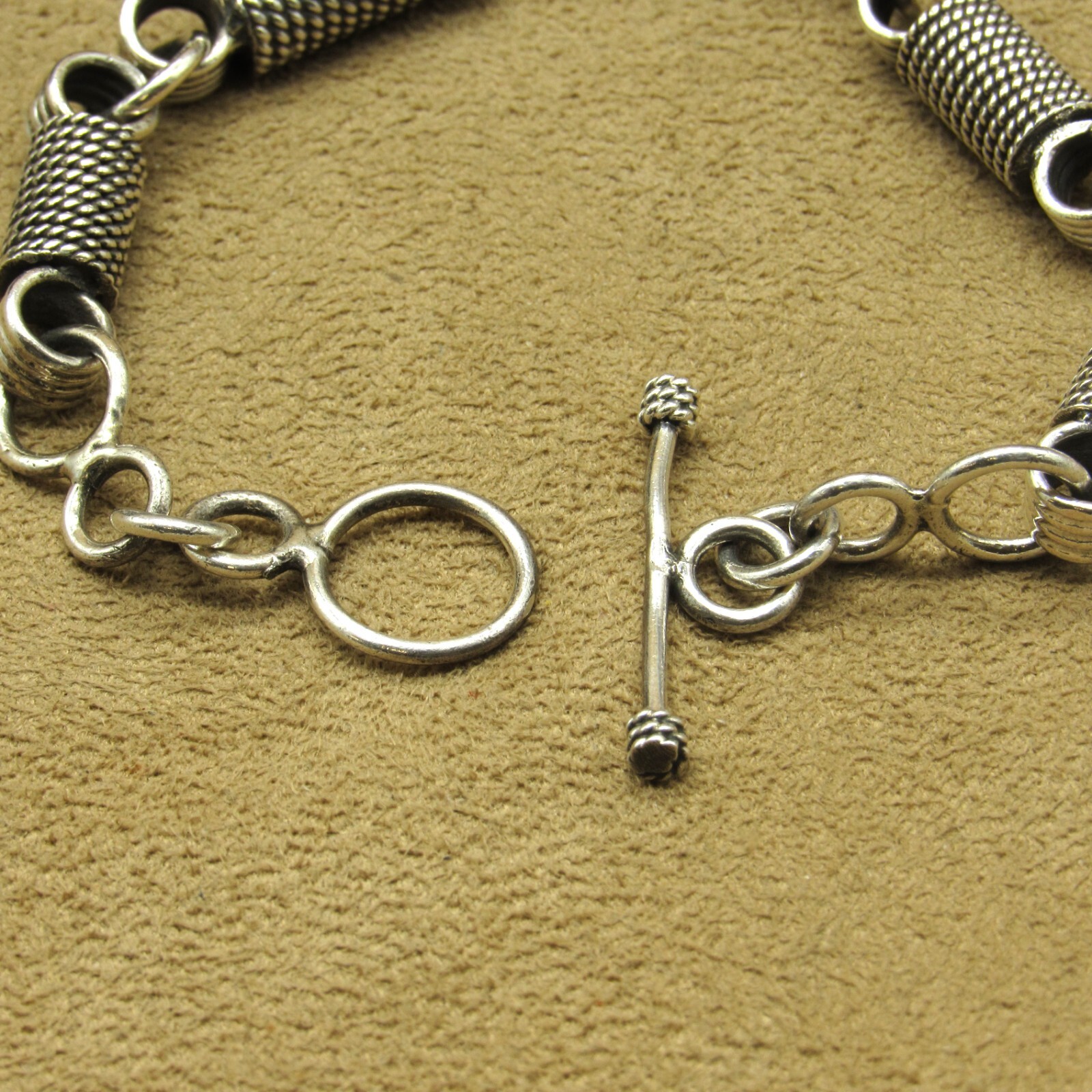 Sterling Silver Wrapped Wire Cylinder Link Bracelet