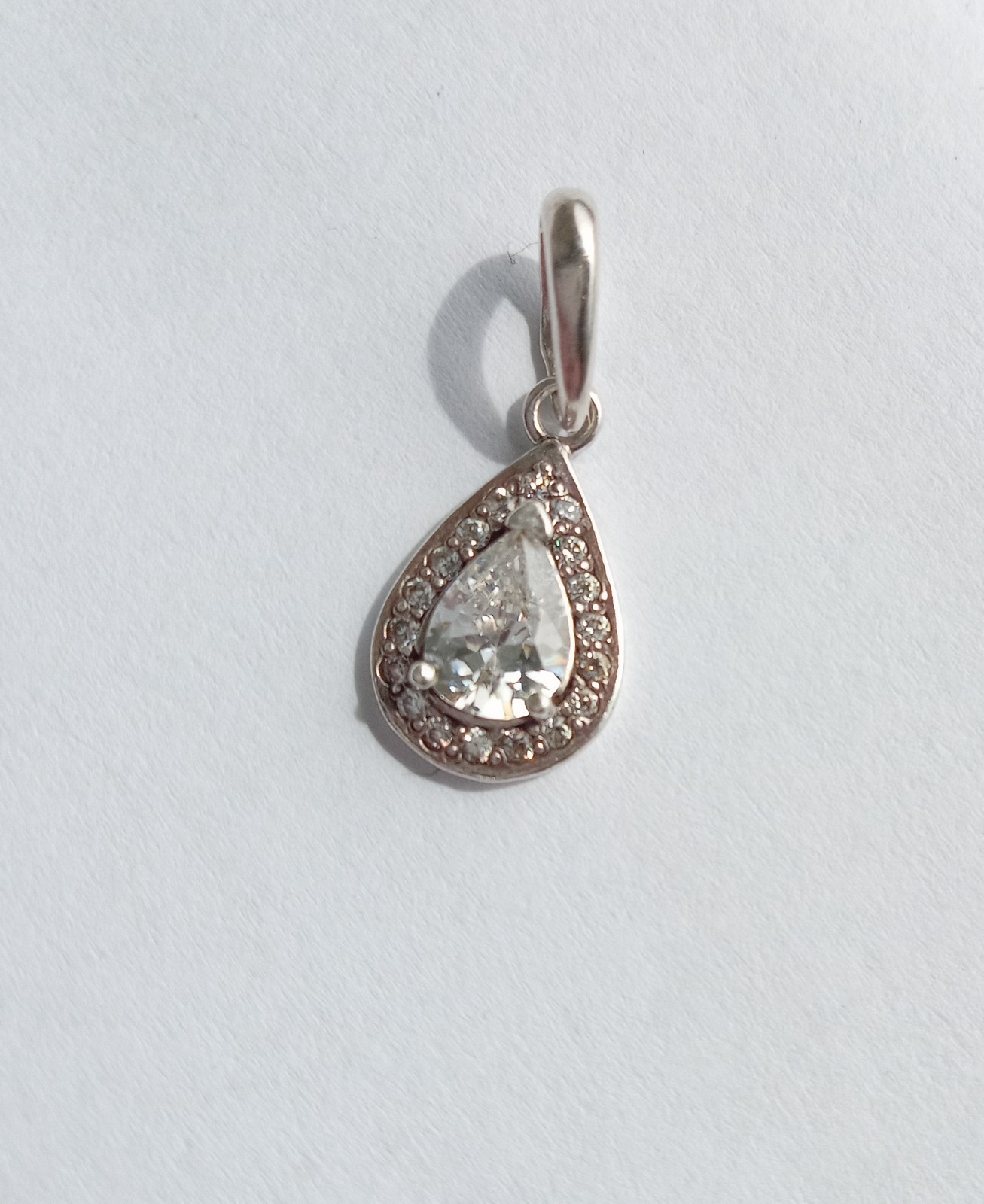 Vintage Beautiful Pendant White stones Sterling Silver 925 test Women’s Jewelry