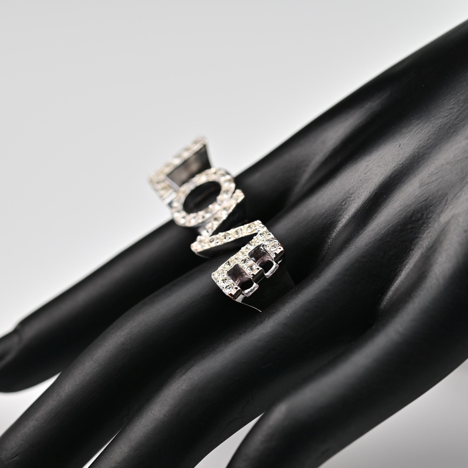 LOVE Letter Original Vintage Rhinestone Designer Cubic Zirconia Dual Estate Ring