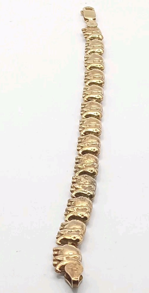 Vintage Gold Plated Sterling Silver Elephant Bracelet 7″