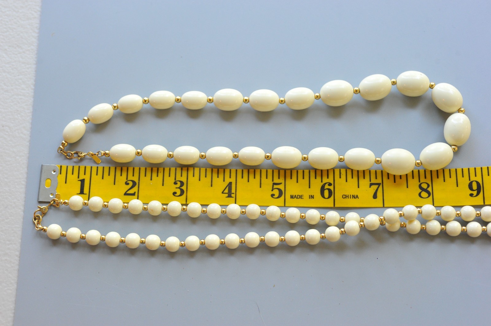 Necklace Monet signed LOT cream ivory gold tone bead beaded ZD19