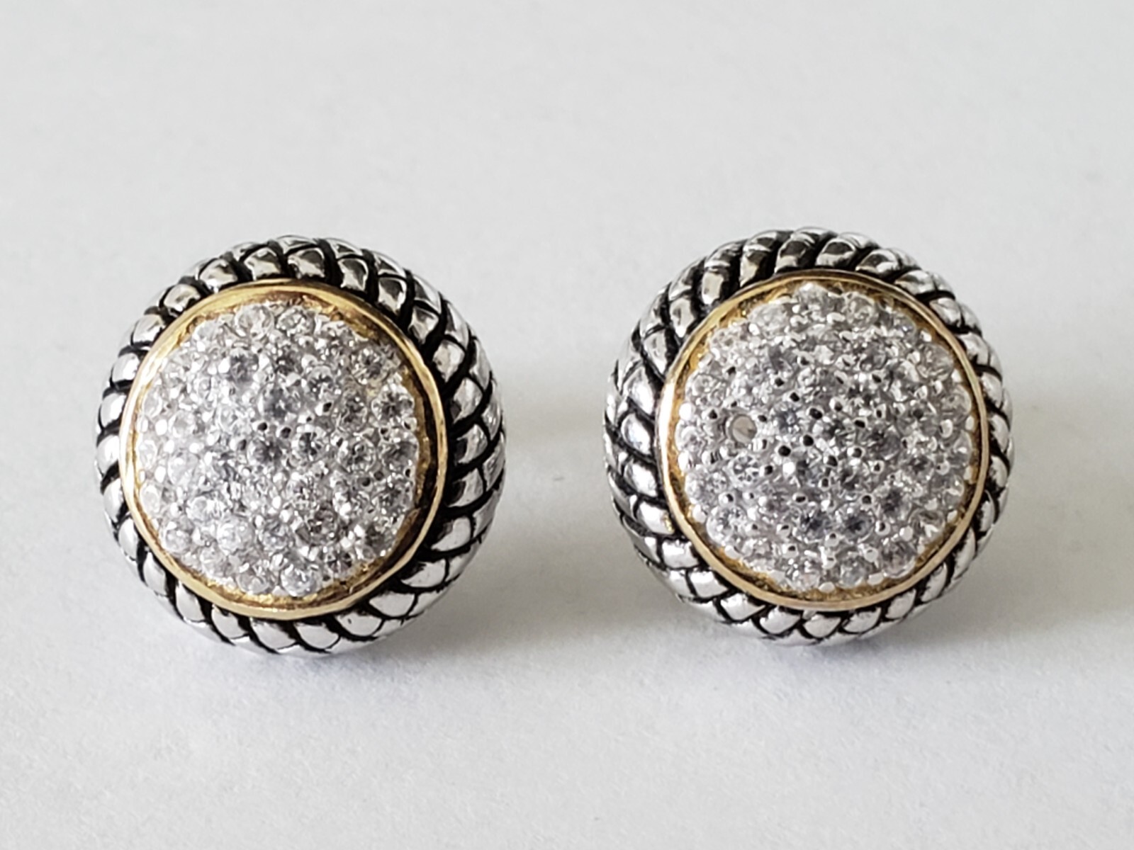 Sterling Silver CZ’s Cluster Round Stud Earrings – Missing Stone