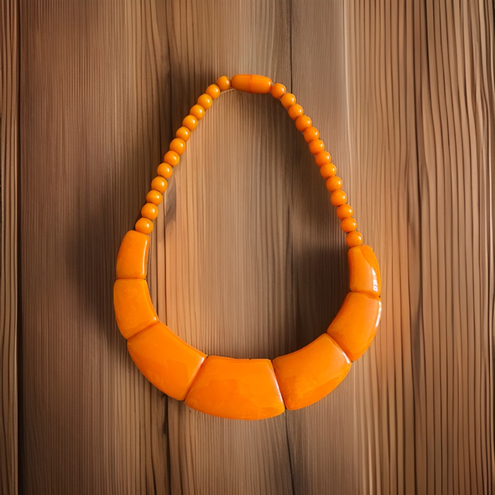 Vintage Style Unique Design Amber Resin beads Necklace from Nepal for sale
