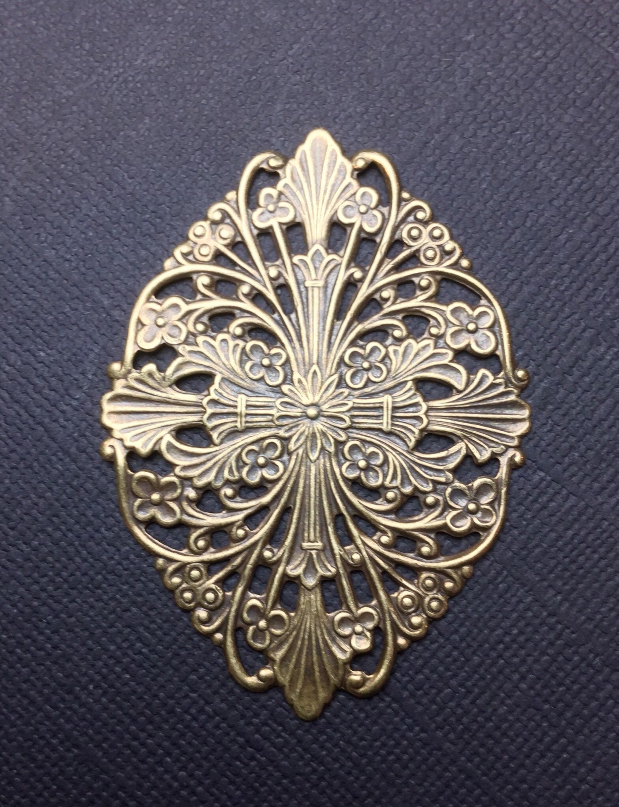 24423 Brass Oxidized Victorian Filigree Jewelry Finding