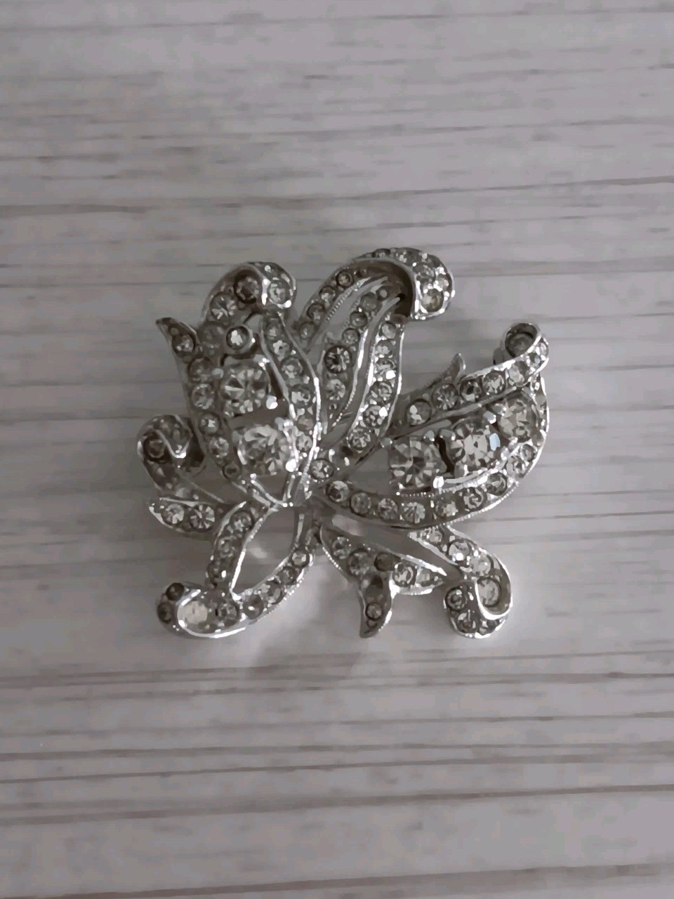 Vintage Dorsons Clear Rhinestone Silver-Tone Brooch Convertible Pendant 1940s