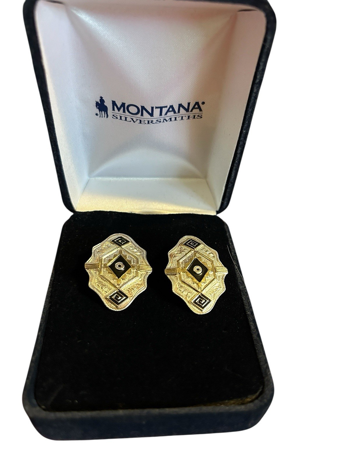 Vintage Montana Silversmiths Tribal Western Earrings In Box