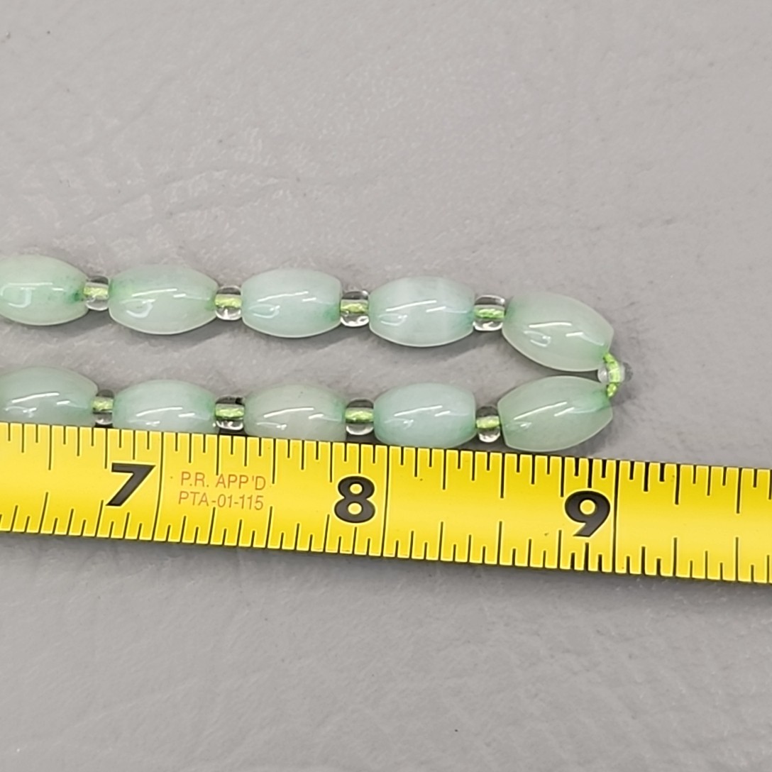 Vintage Chinese Glass Beaded Necklace 7mm Oval 17.5″