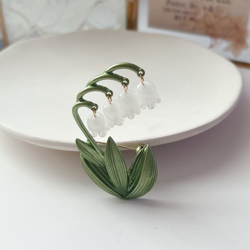 Lily Of The Valley Brooch Pin Vintage Movable Flower Brooch Pin Gift Idea