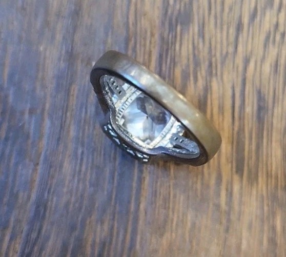 Vintage Cushion Cut Halo Silver Tone Engagement Ring Everyday Ring, Size 8