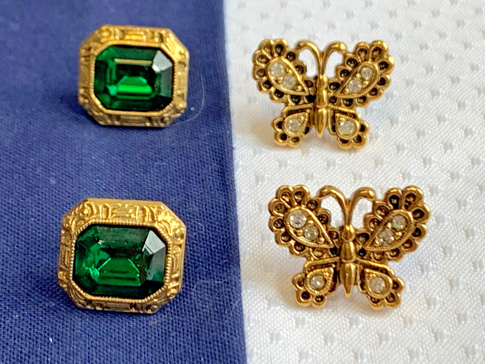 Vtg Earring Lot Costume Jewelry Enamel Faux Pearl Tigers Eye Hematite Malachite