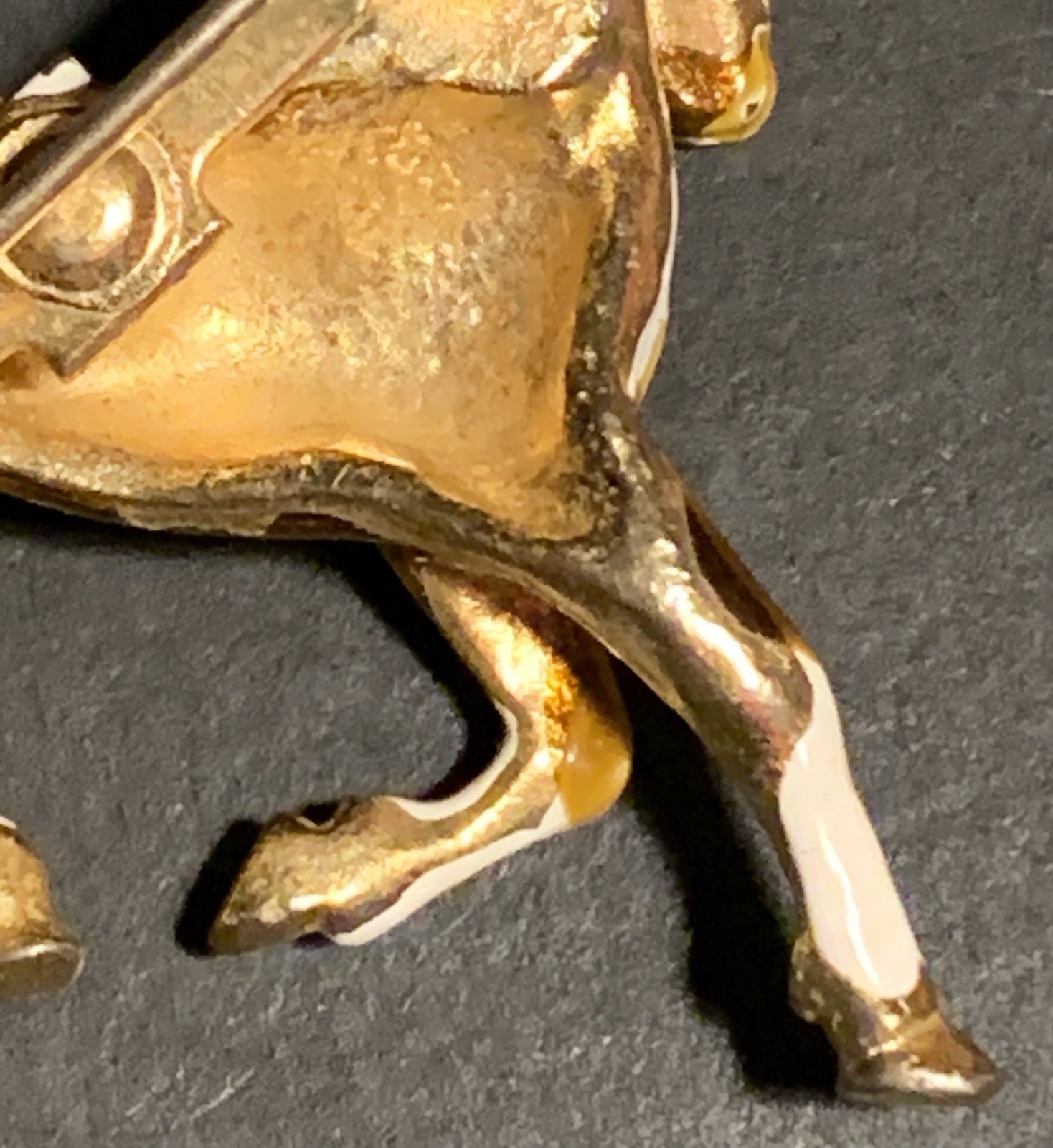 Gold Tone Enamel Paint Horse Equestrian Brooch Vintage