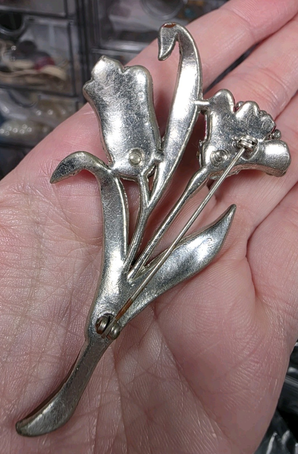 Gorgeous deco pot metal floral brooch POSSIBLY Coro ?