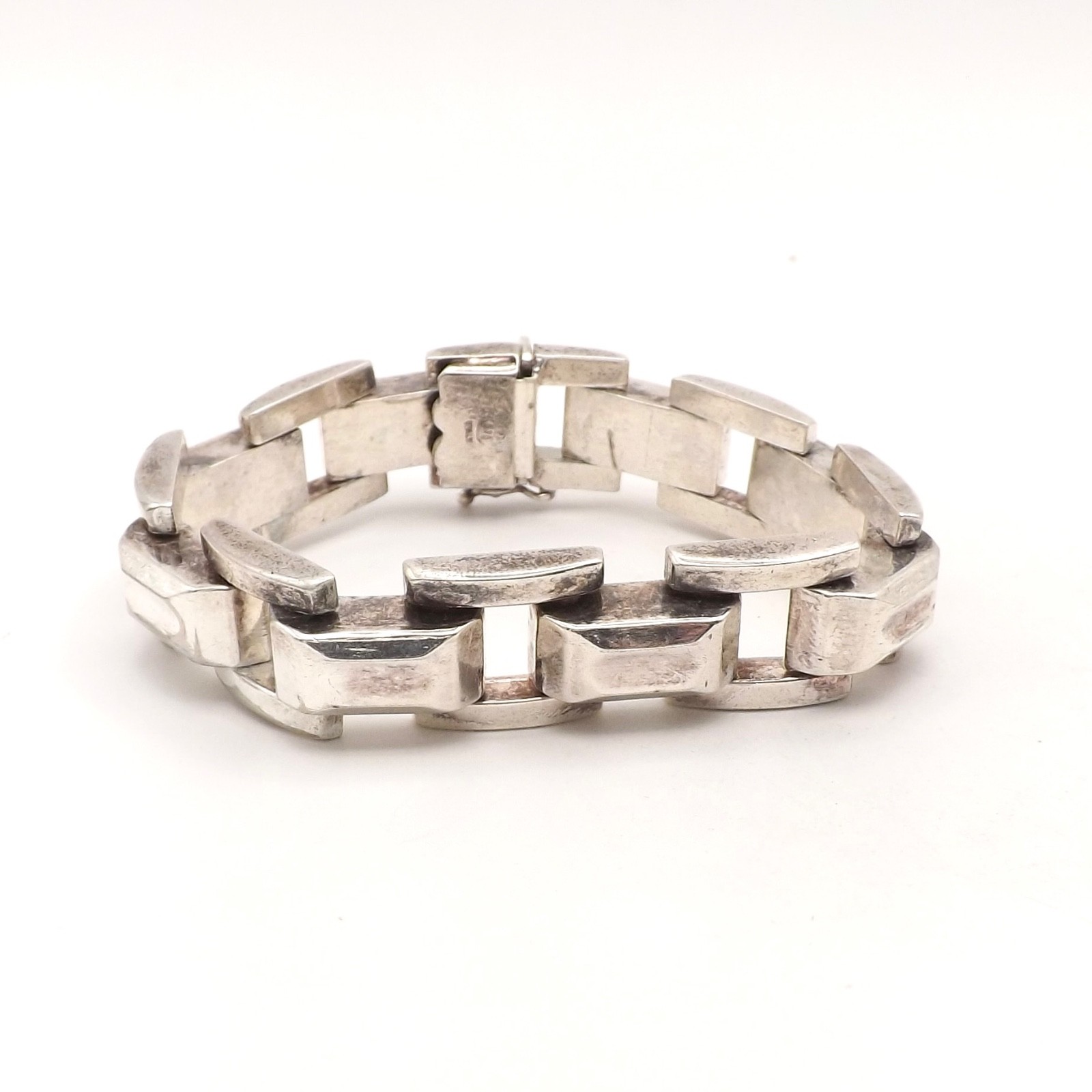 Sterling Silver Puffy Panther Link Bracelet Chunky 7.25in Italy Vintage