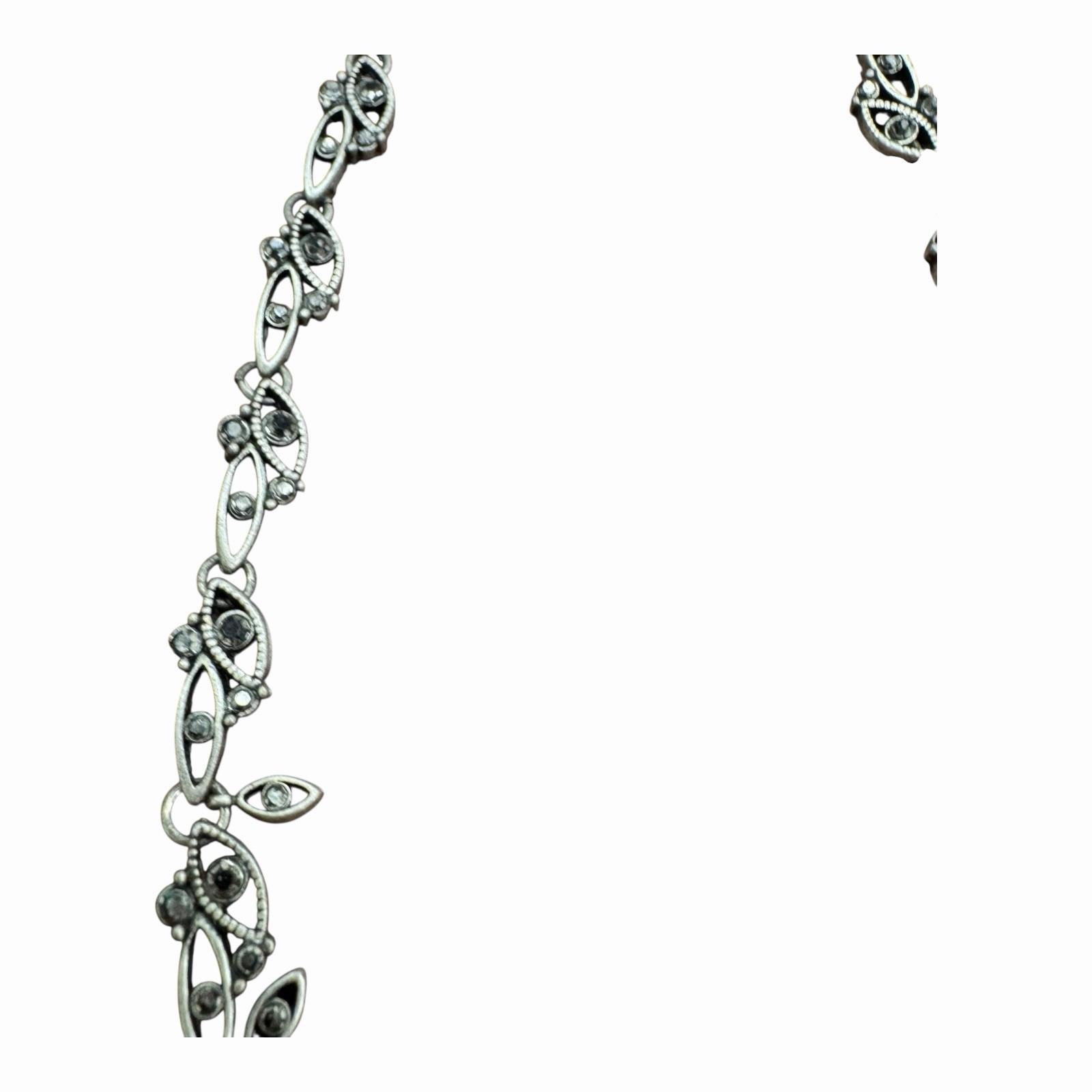 Crown Trifari Necklace Silver Tone With Marcasite 15.5 in – 17.5 in Adjustable