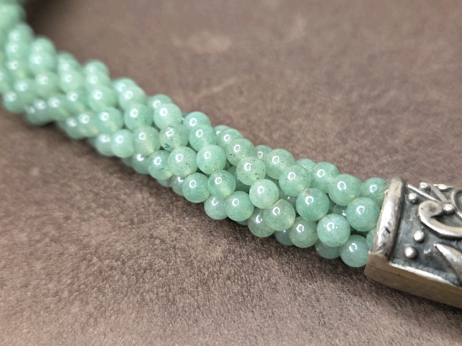 VINTAGE KANCAP 875 SILVER JADE ? BEAD NECKLACE