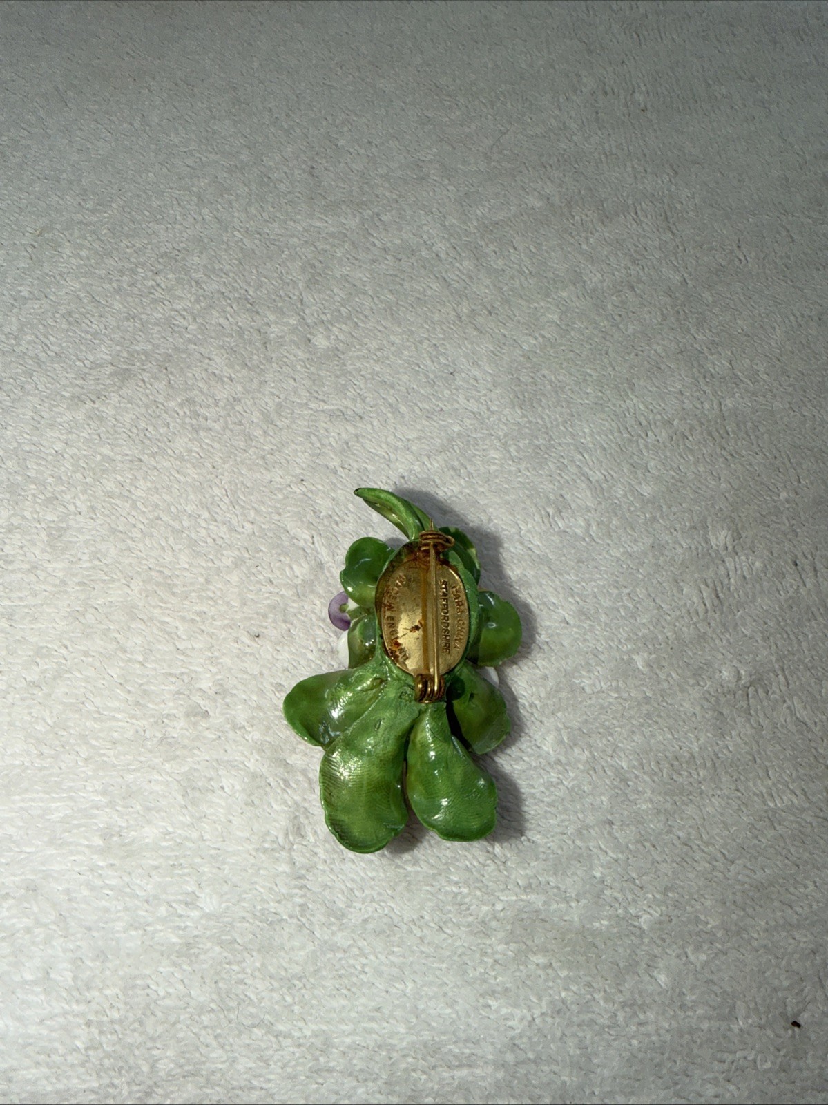 VTG Cara China Violets Porcelain Bouquet Brooch Bow Pin Staffordshire