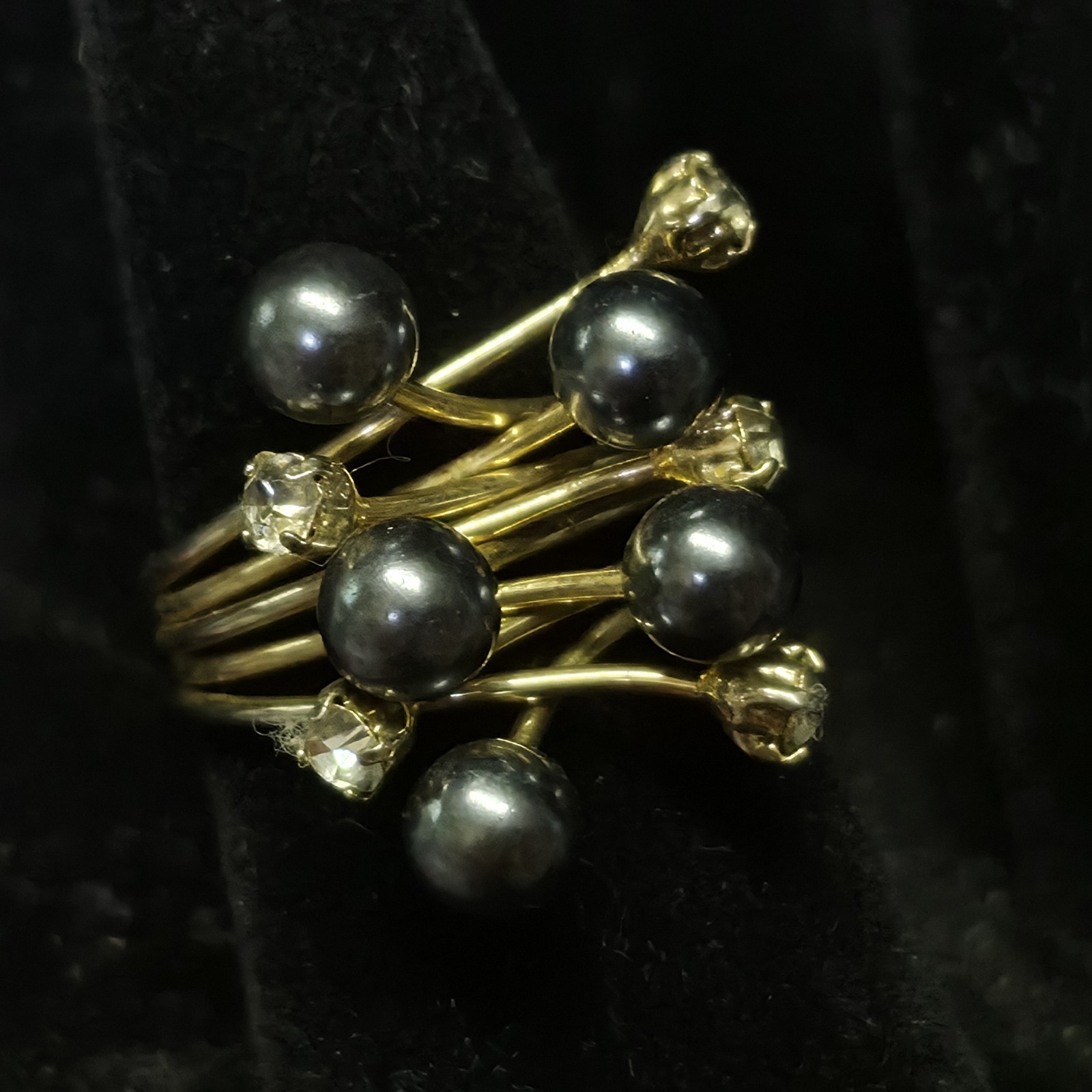 6 Vtg Ring Collection Lot Size 8 Costume Jewelry Gold Tone Silver Tone