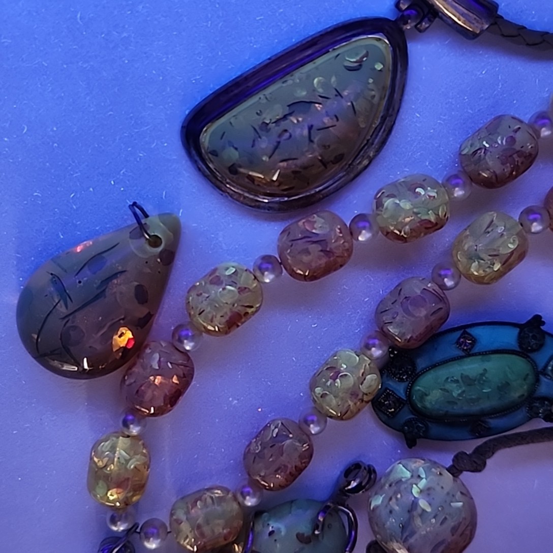 Faux Amber Necklace Lot of 6 Pendants Beads