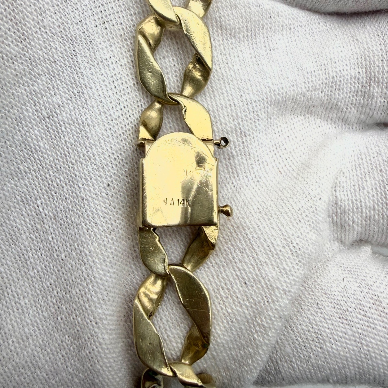 Men’s Vintage 14k-28g Gold Figaro 9″ Bracelet – Italian Naples Hallmarks – 10mm