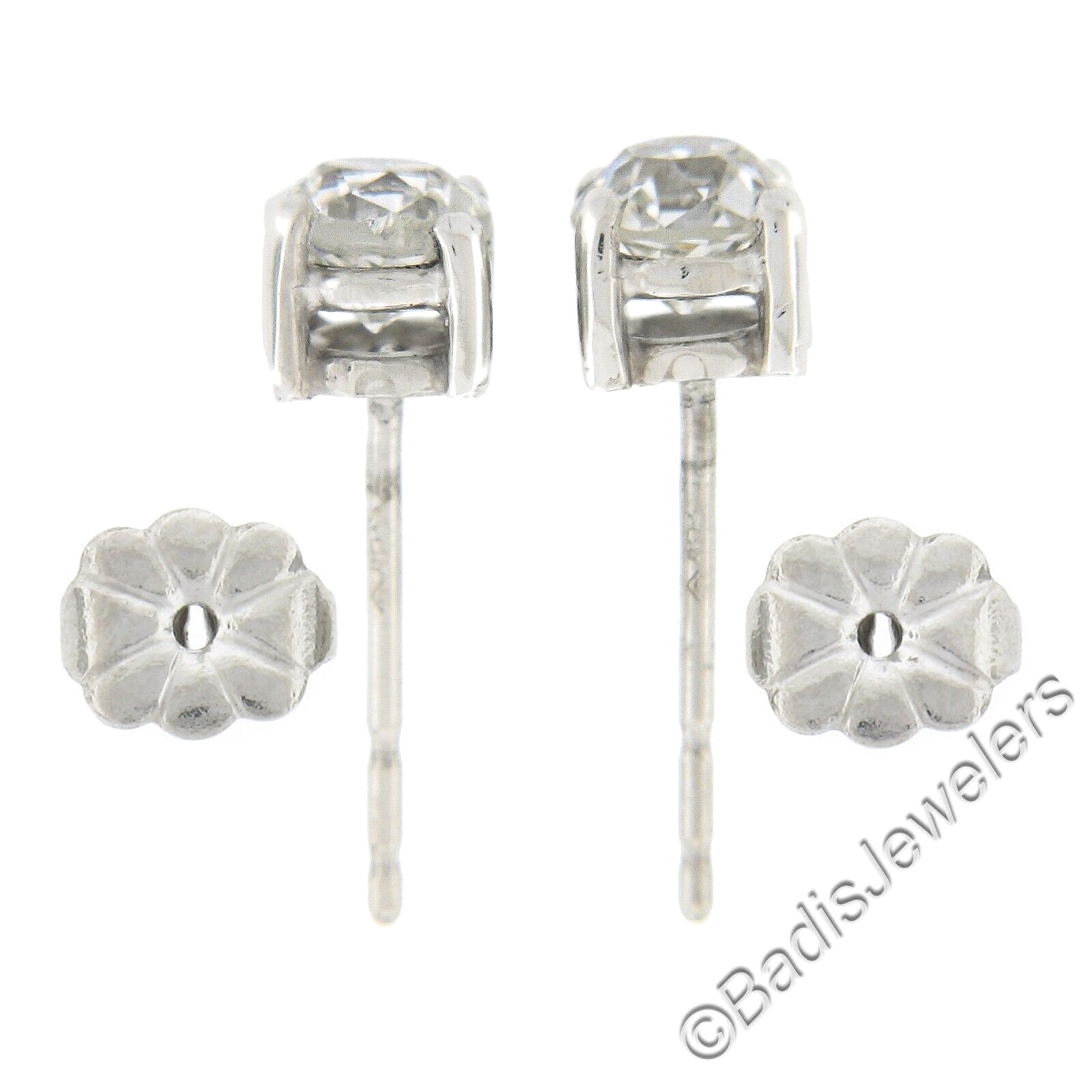 Antique Platinum 1.0ctw GIA Certified Old European Prong Diamond Stud Earrings