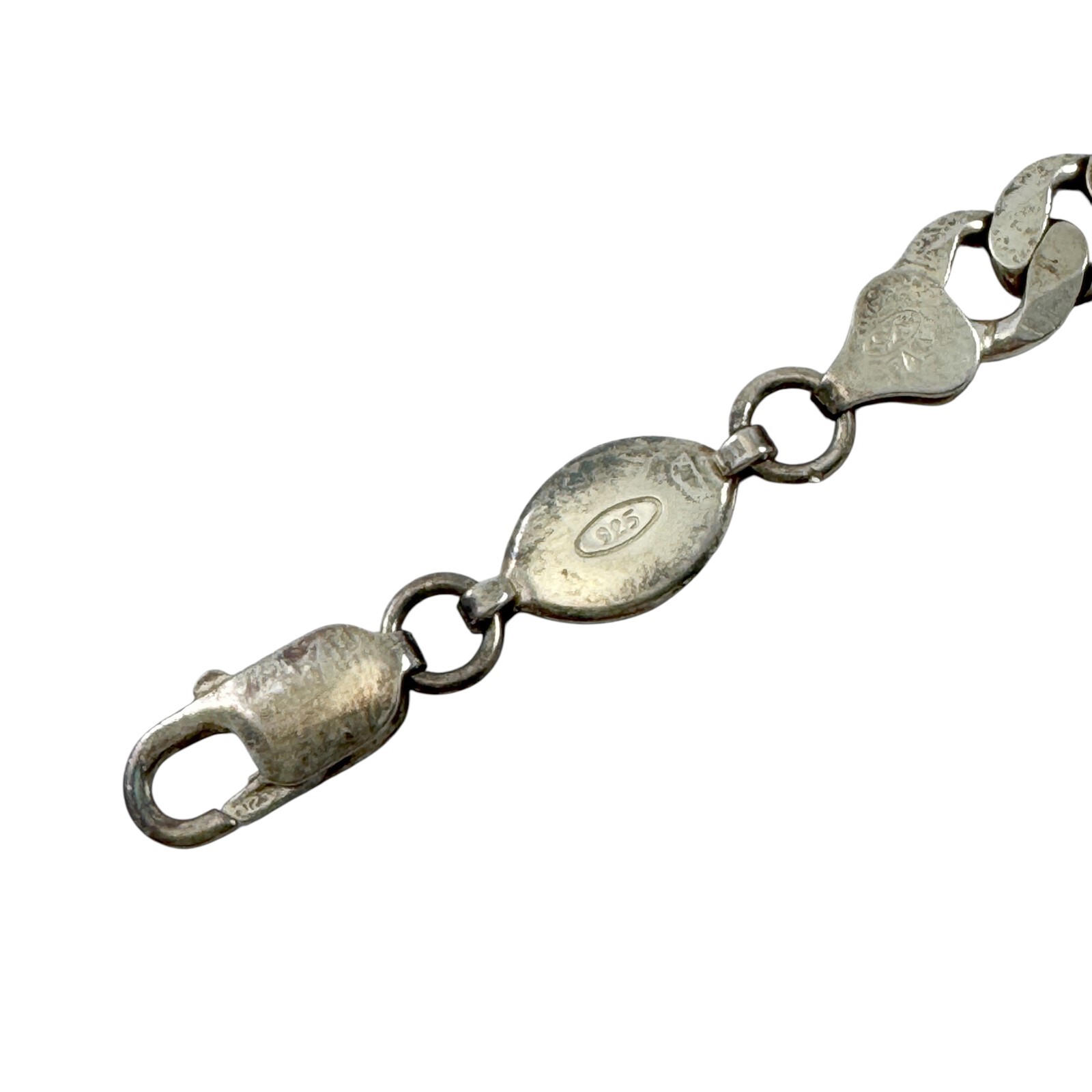 Silverite Bracelet Sterling Silver Flat Cuban Curb Chain Vintage 1970s Italy