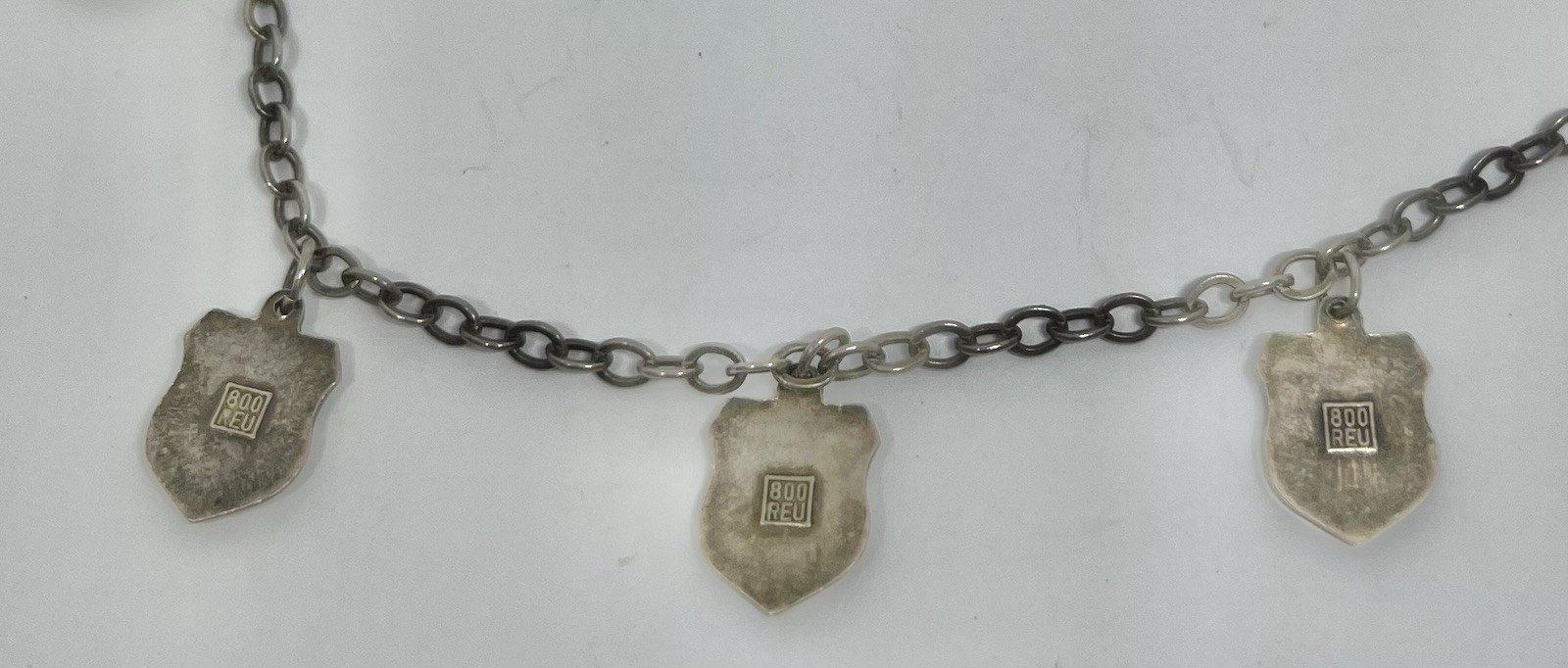Vintage MCM GIBRALTAR Travel Souvenir 5 Shield Sterling Charm Bracelet 7 1/4”