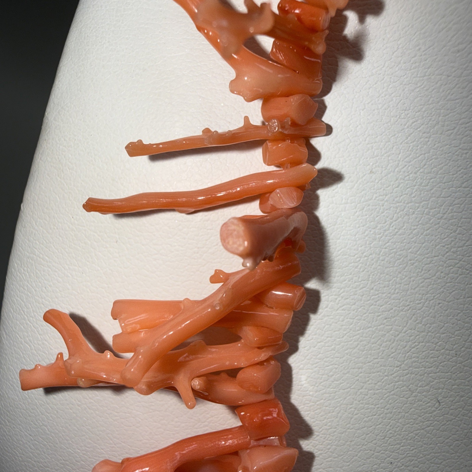 Natural Pink Salmon Color Coral Stick-Branches Necklace 16” Box Clasp
