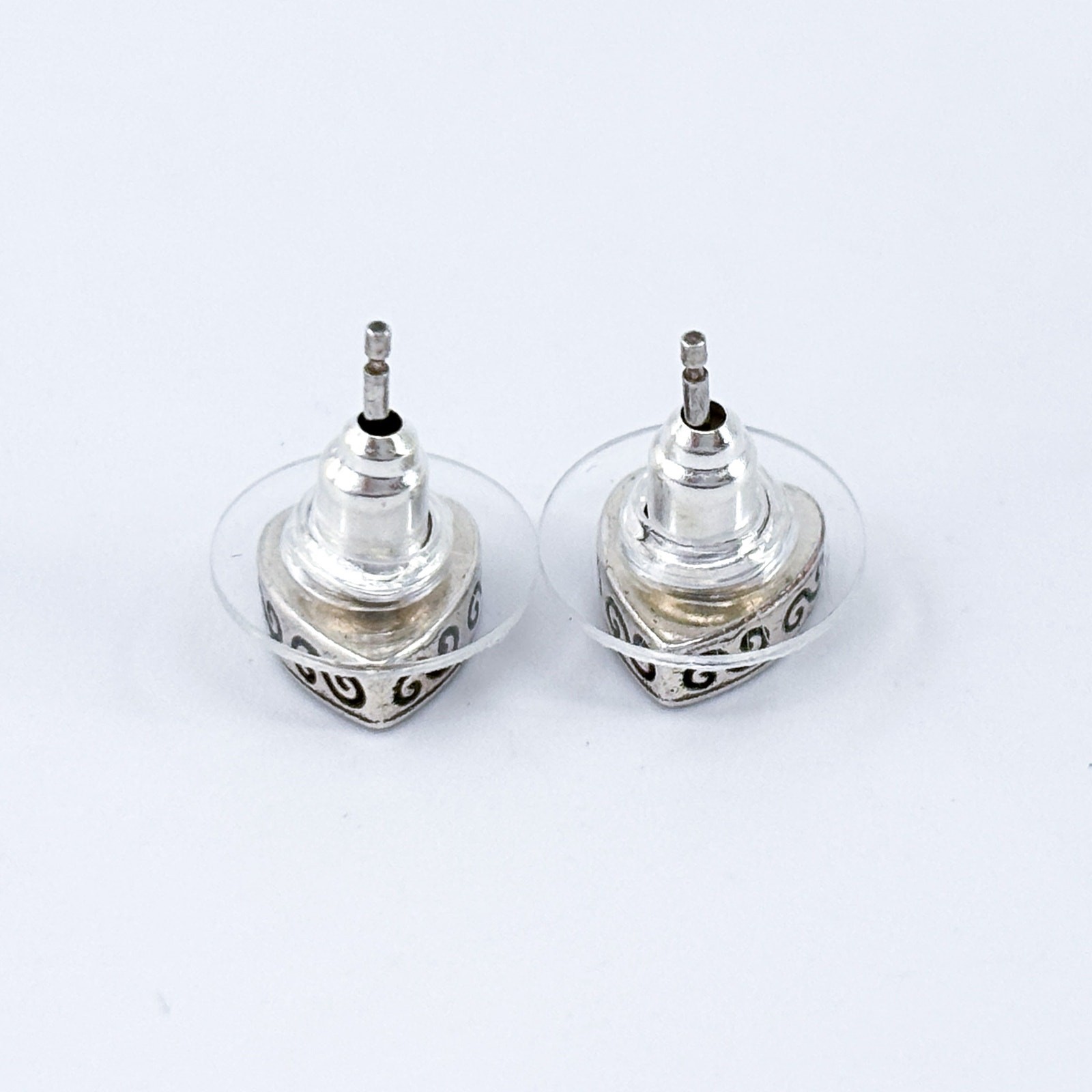 Vintage Sterling Silver Heart Earrings 1cm | Cubic Zirconia Studs | Romance