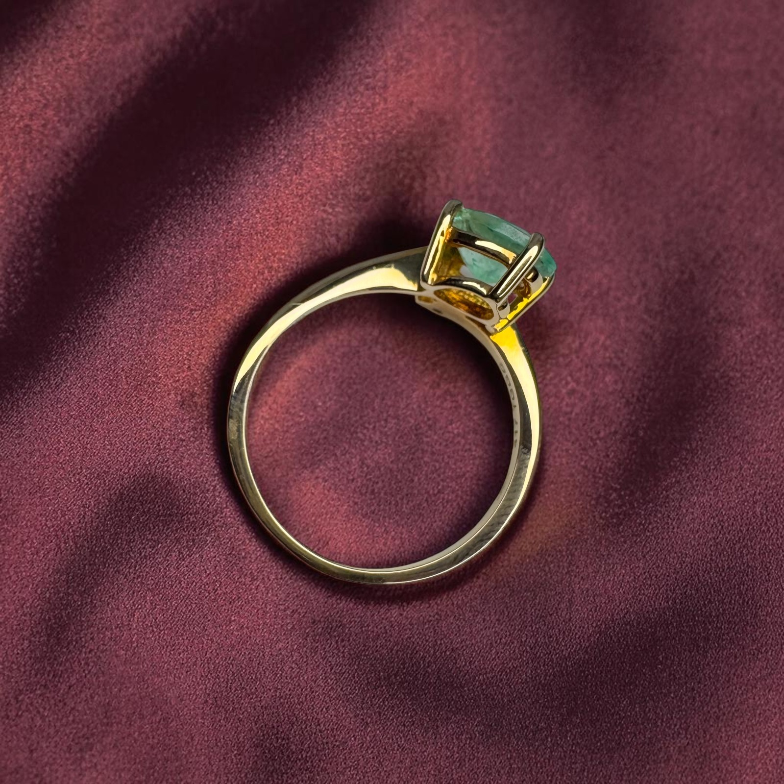 10K Gold Natural Colombian Emerald & Diamond Ring -Size 8 -1ct Bypass Ring 2.2g