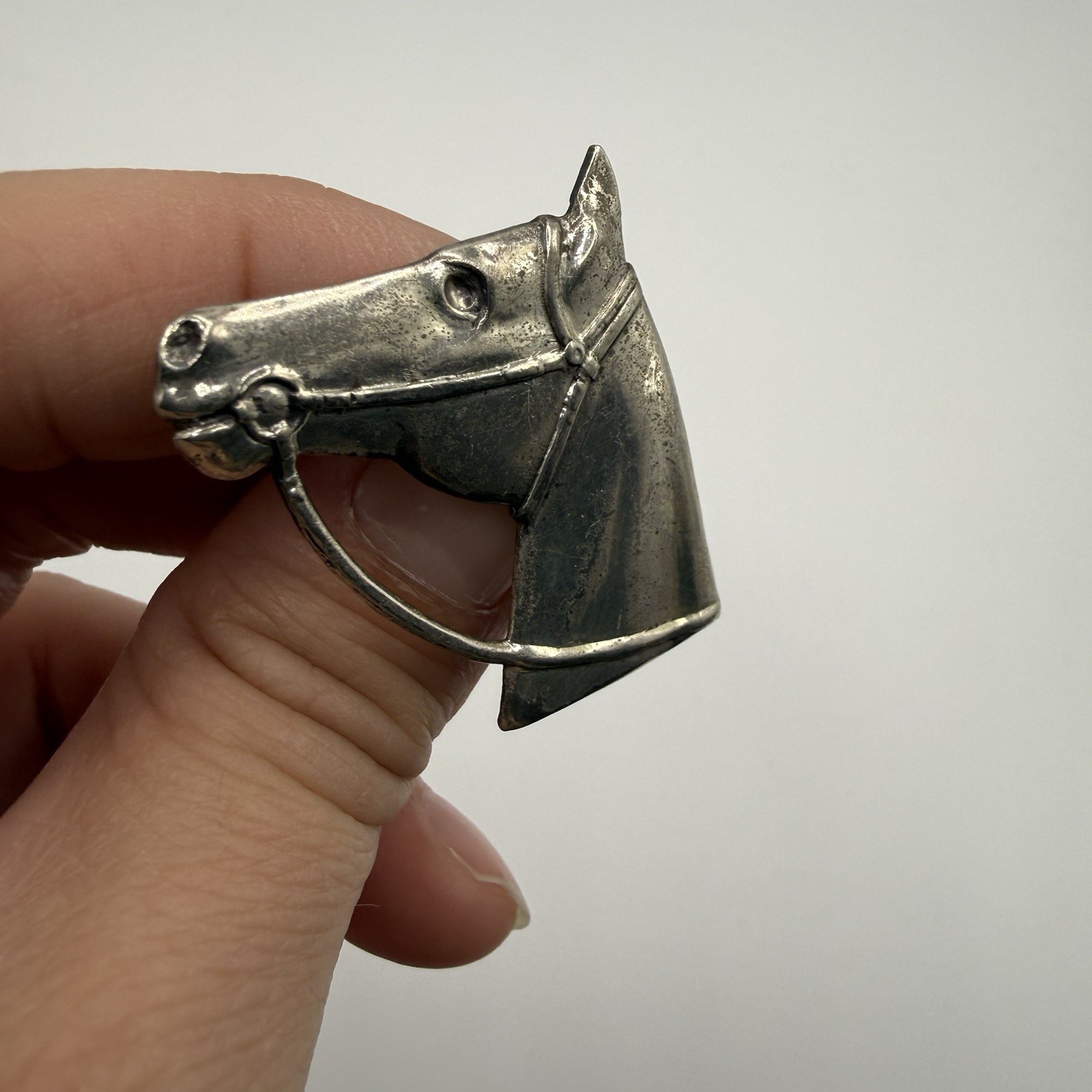 Vintage Lang Sterling Silver 925 Horse Equestrian Brooch Pin 1.25”