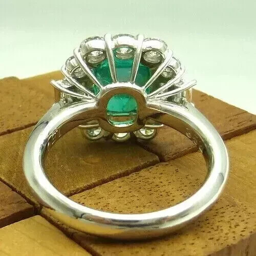 Art Deco 4Ct Asscher Lab Created Emerald Diamond 14K White Gold FN Wedding Ring