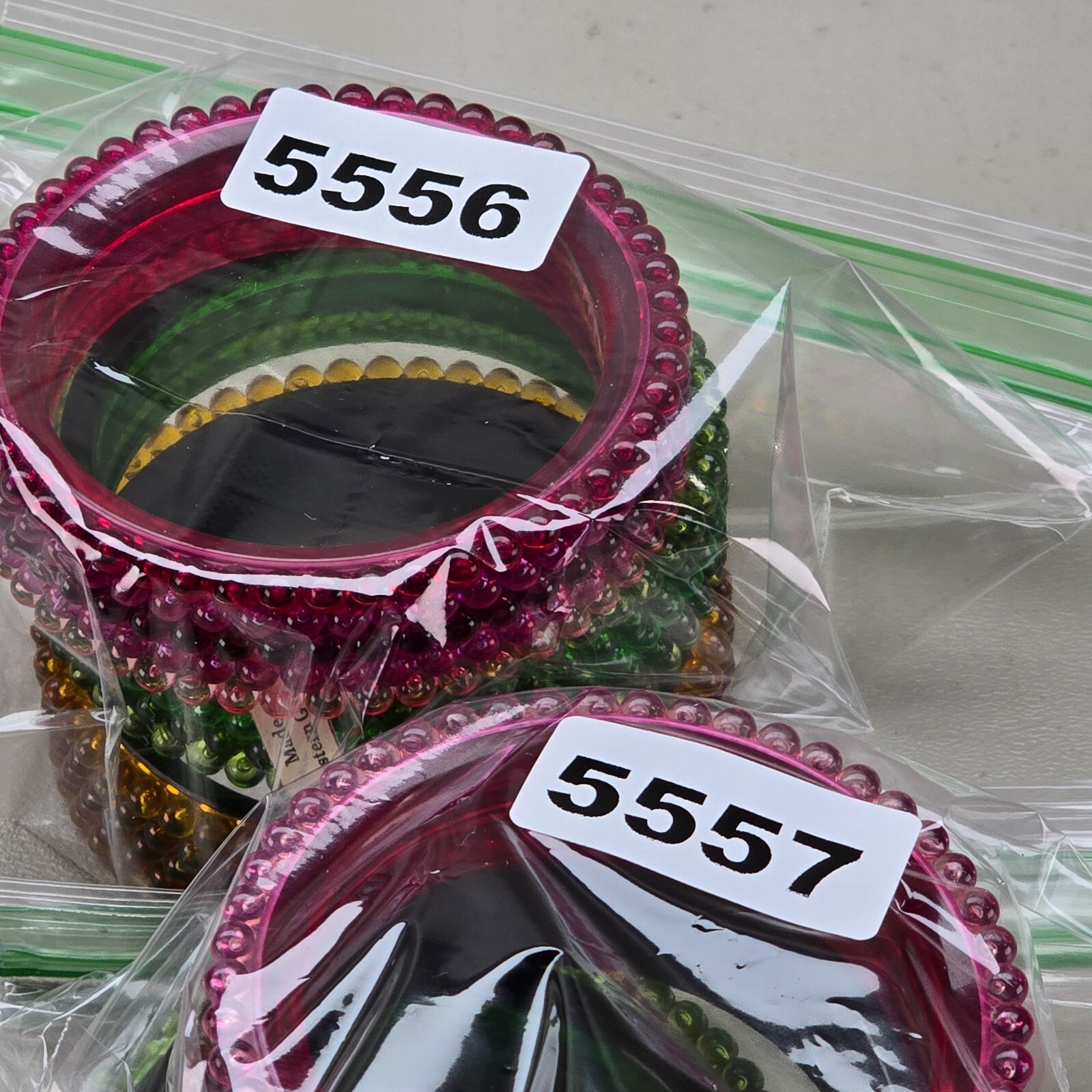 Vintage Acrylic Bangle Bracelet Lot West Germany Red Green Yellow Size 8