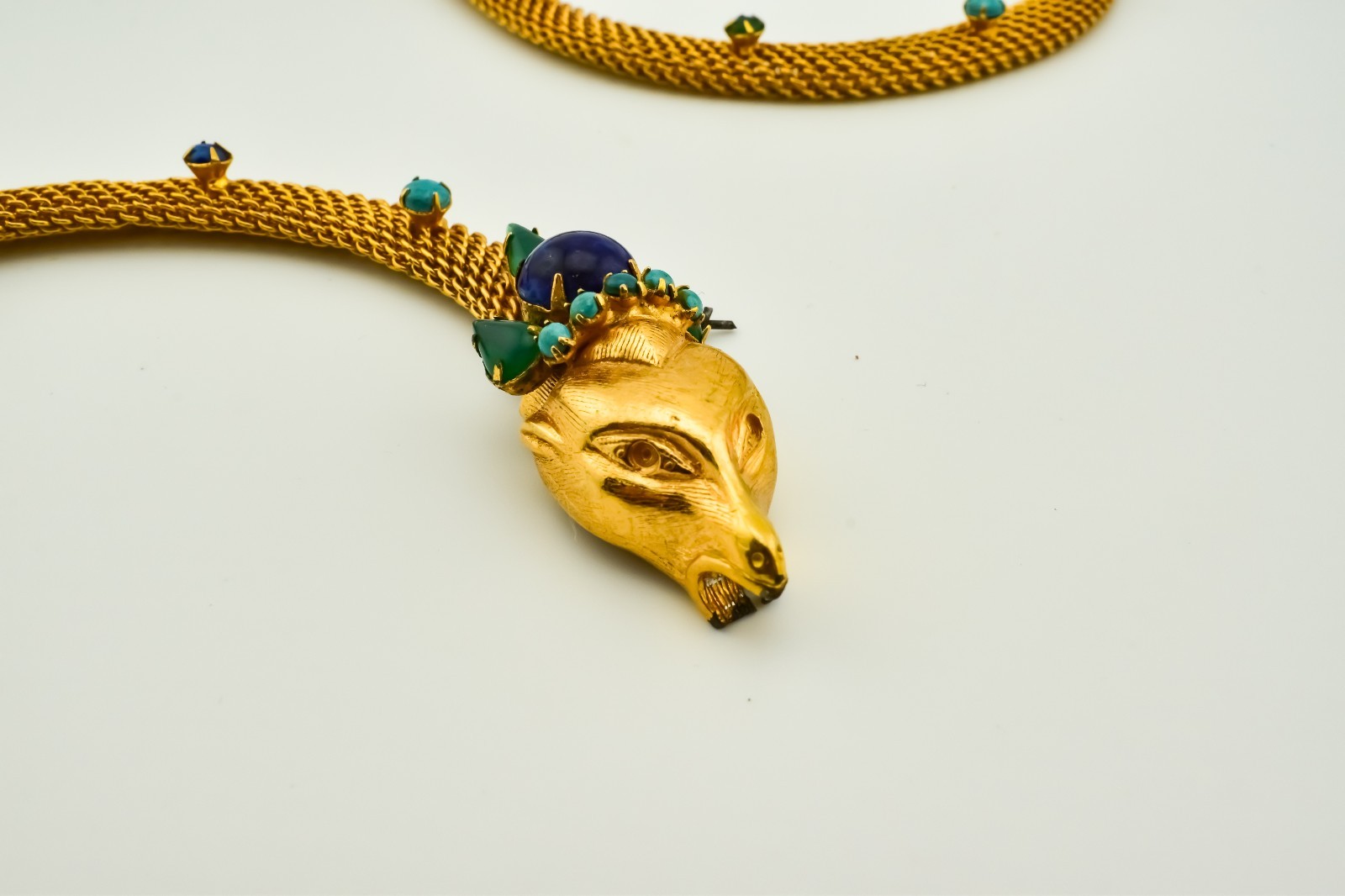 Original by Robert Jeweled Fox Head & Tail Belt Necklace