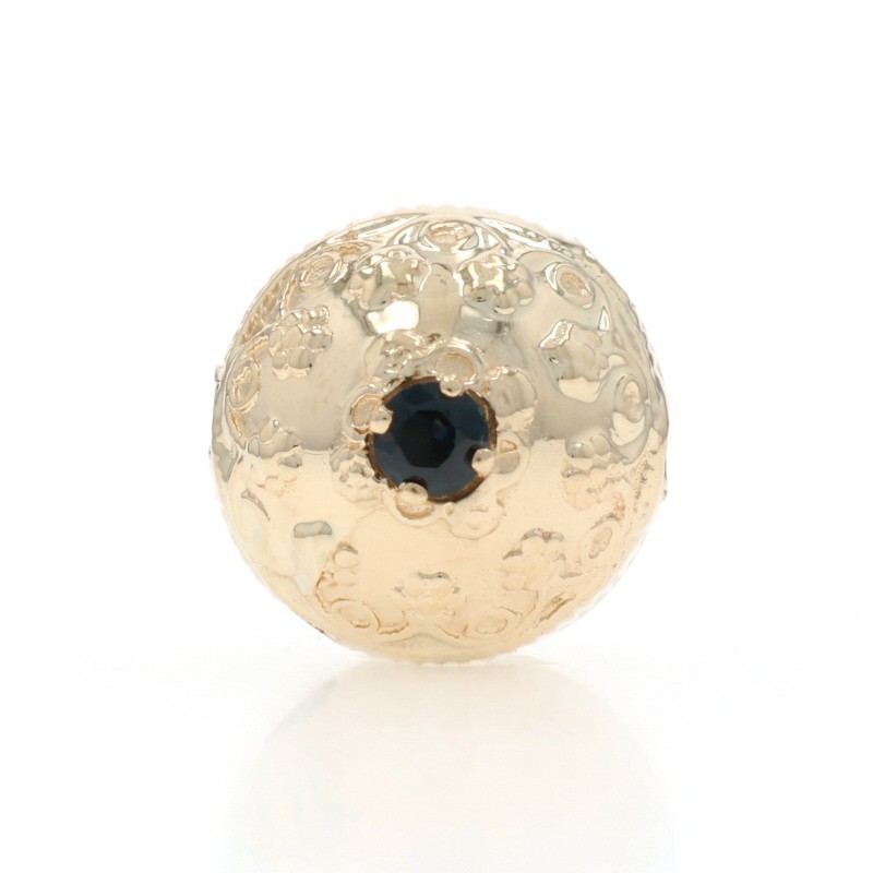 Yellow Gold Sapphire Vintage Solitaire Slide Charm – 14k Round .15ct