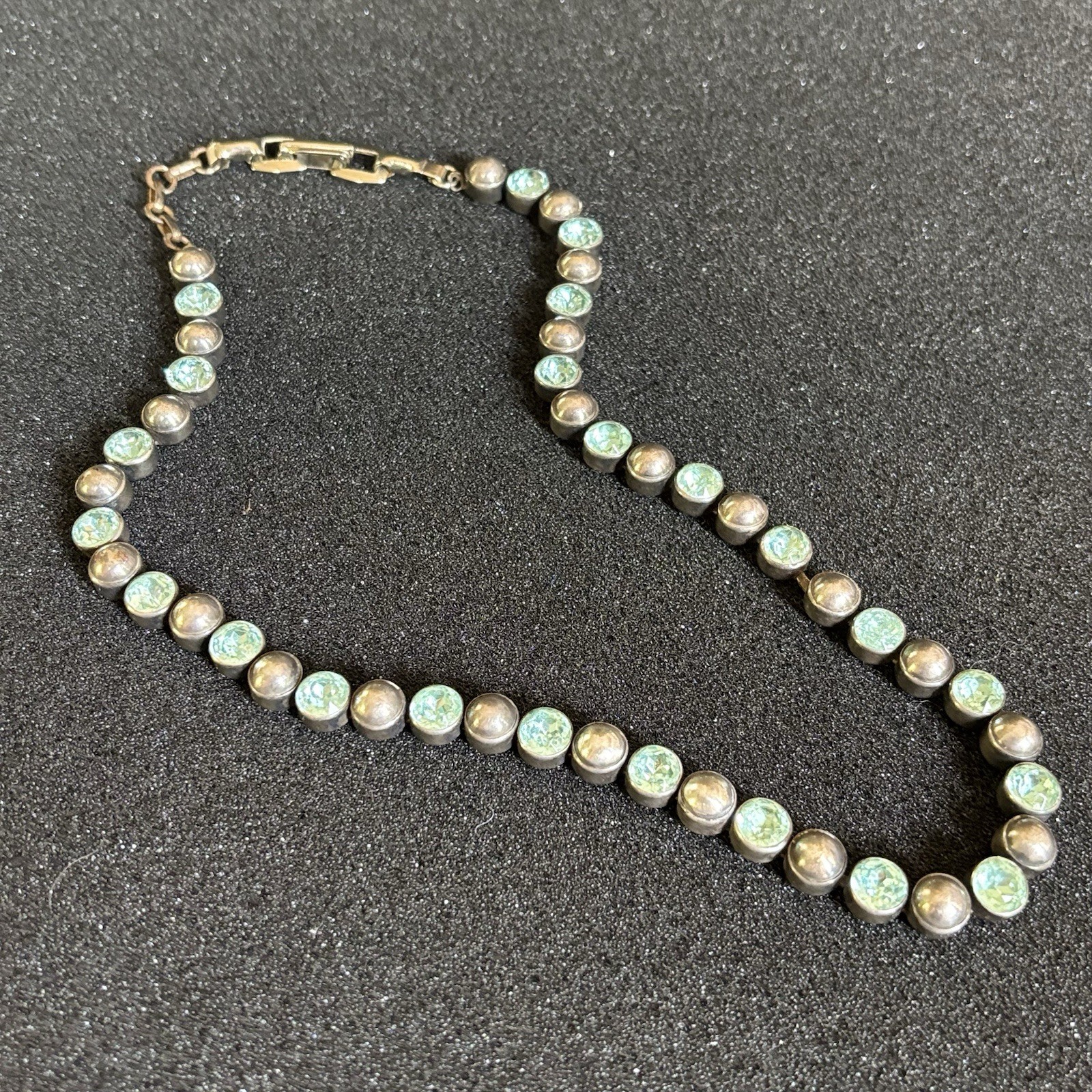 Vintage Sterling Silver Necklace 44g Silver Beads and Blue Stones for Collectors