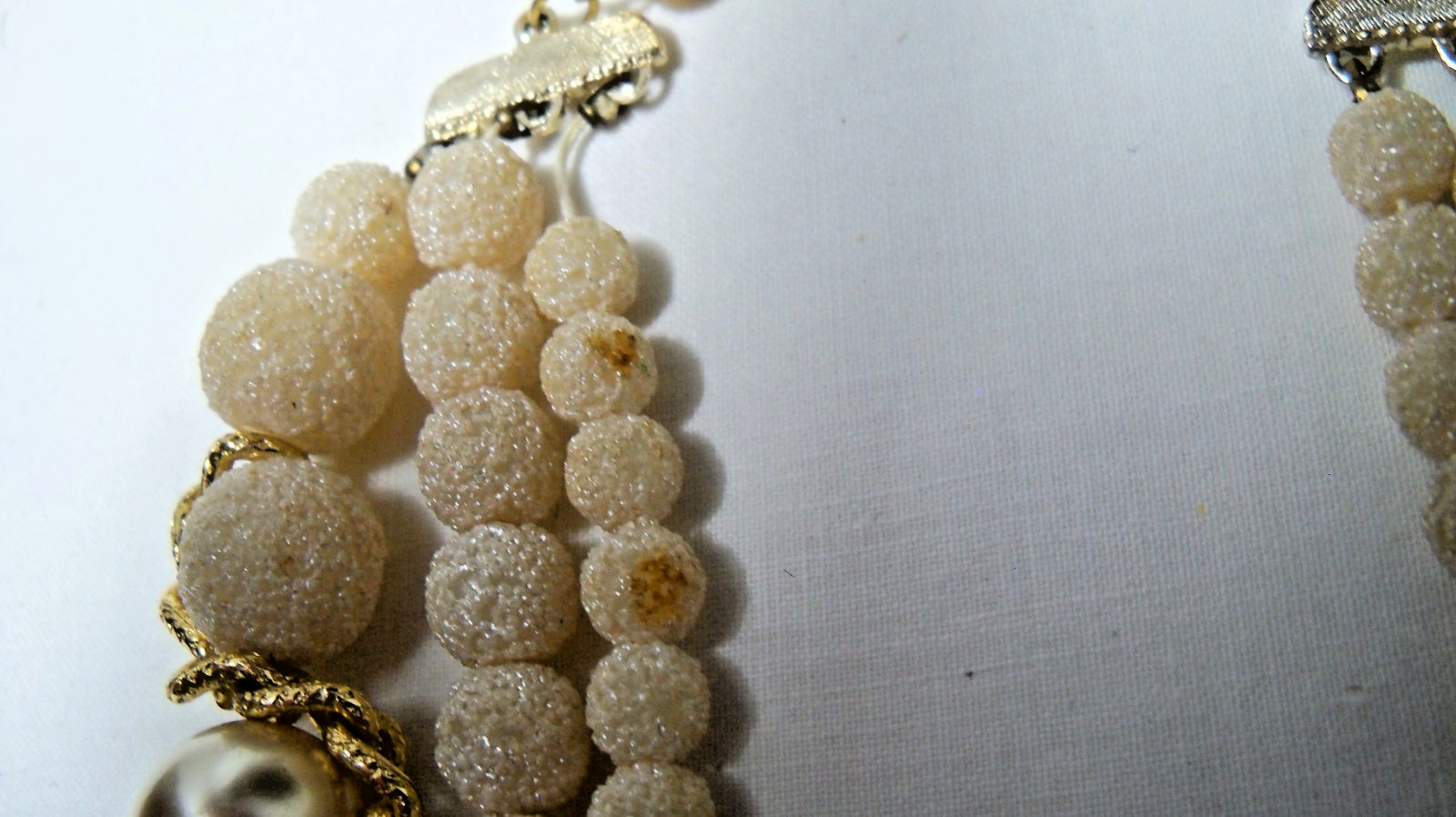 Vintage Japan Multi Strand Necklace Imitation Pear Chain Wrapped Coated & Beads