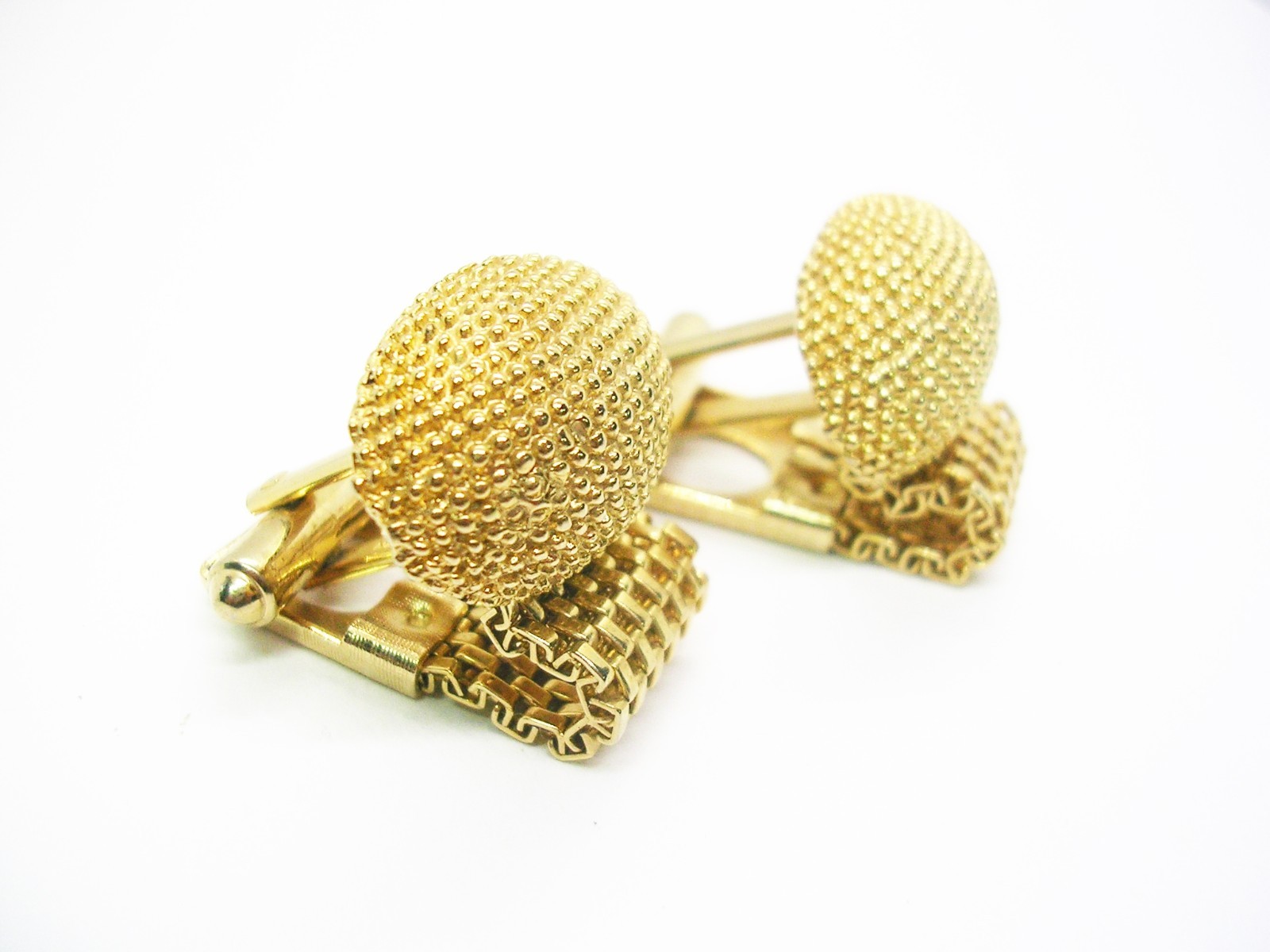 Vintage Mesh Wrap Cufflinks gold tone classic HADLEY Formal Shirt Accessory