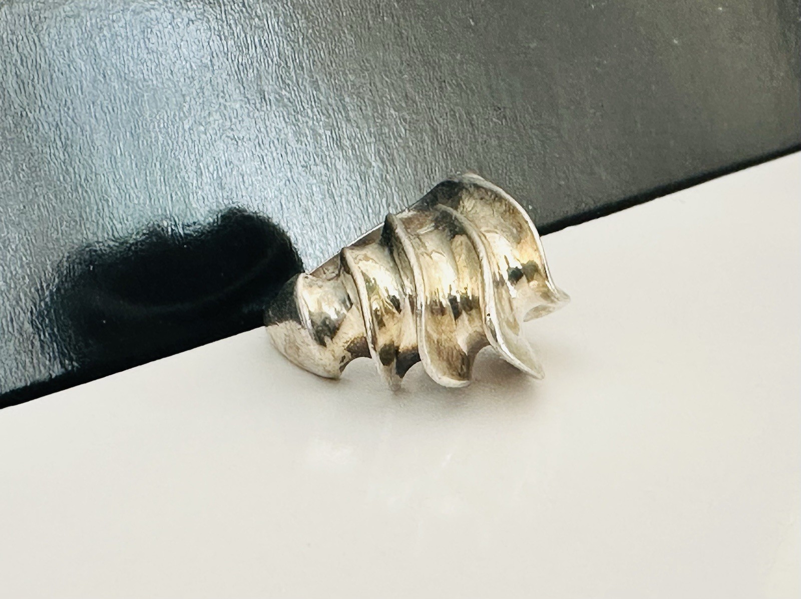 Abstract Ring Sterling Silver 925 Mid Century Modernist Retro Signed