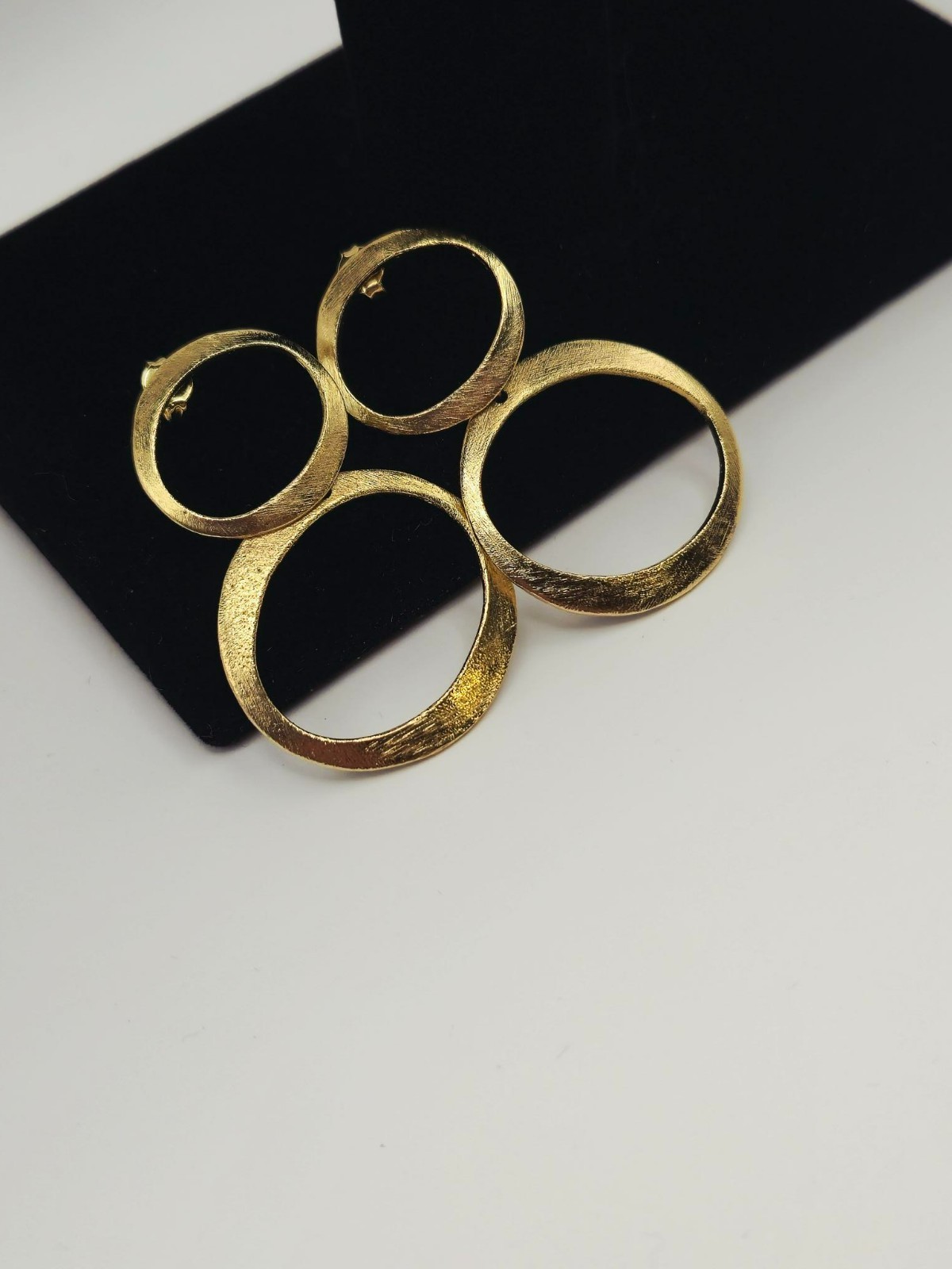 Claudia Lobão Vintage Double Oval Hammered Dangle Earrings 18k