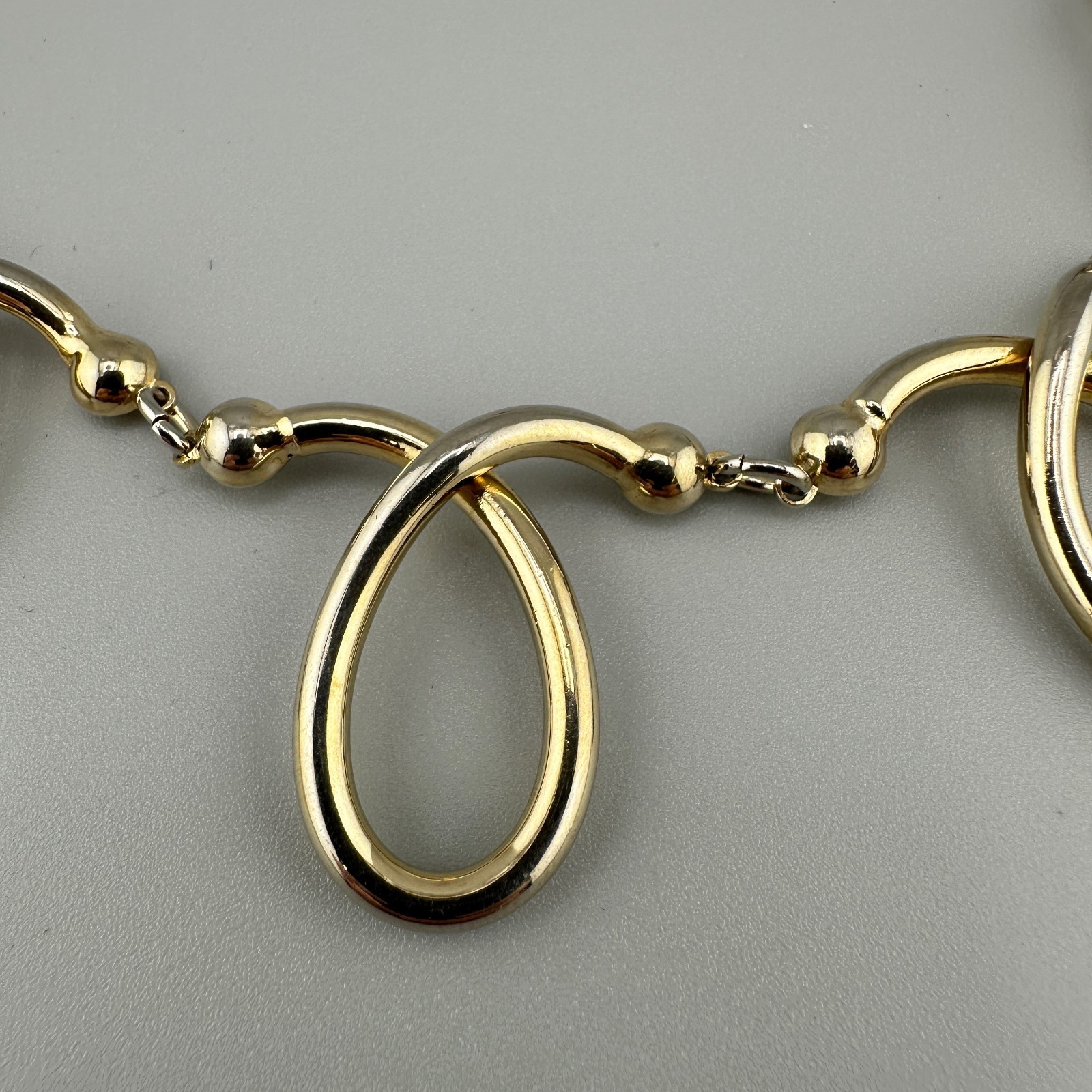 Vintage Chunky Statement Necklace Gold Tone Open Oval Link Retro Collar 1980s