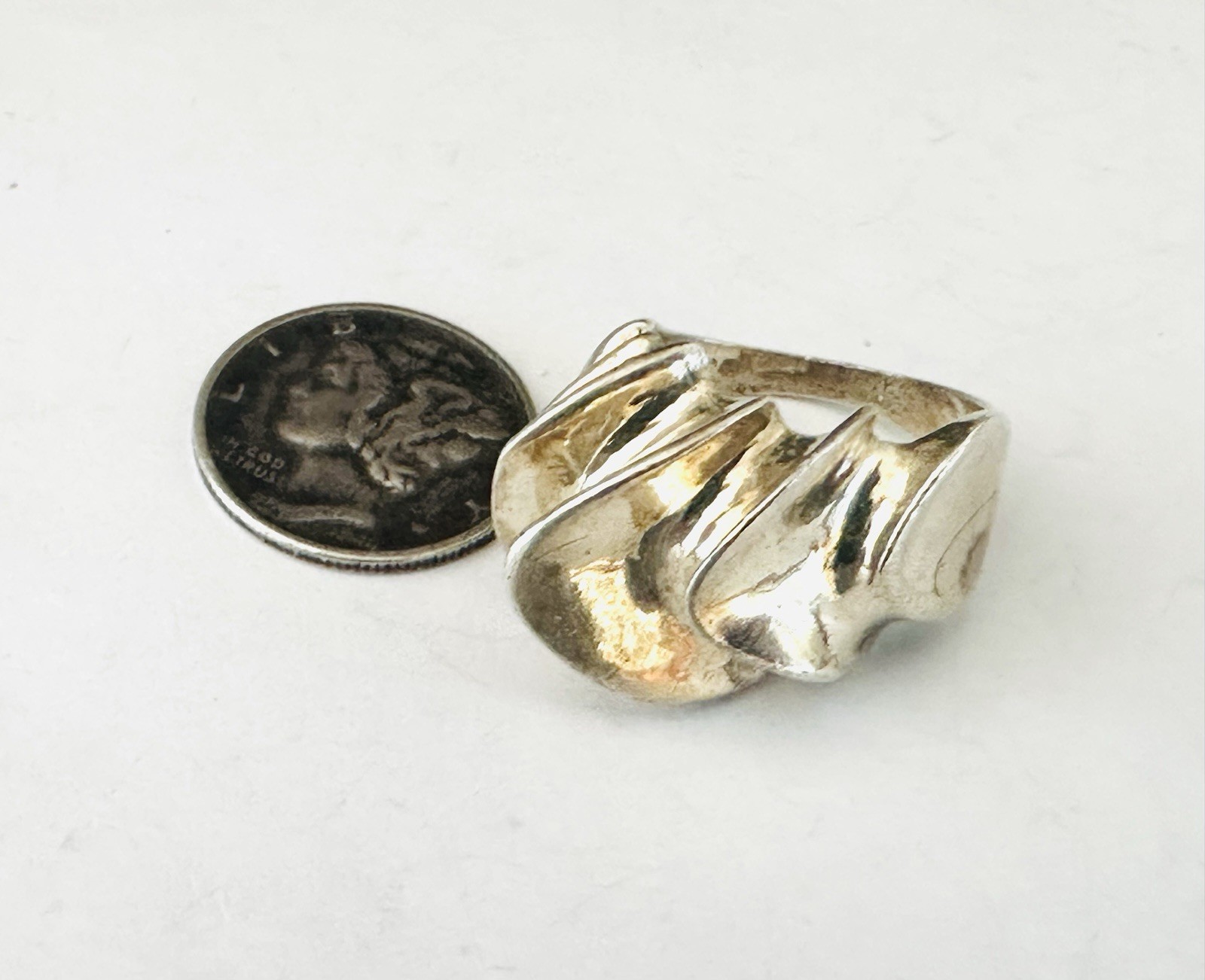 Abstract Ring Sterling Silver 925 Mid Century Modernist Retro Signed
