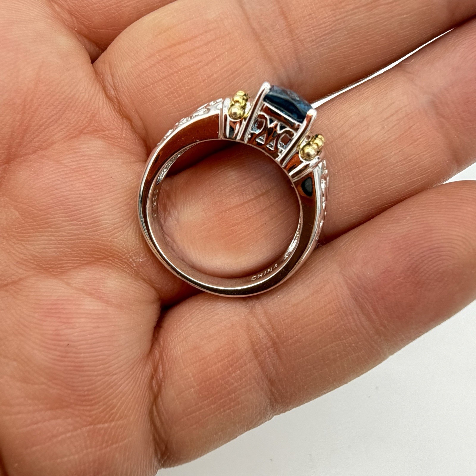 Vtg J Sterling Silver London Blue Topaz Ring 5.2 Gr Sz 7 QVC HSN Jewelry Estate