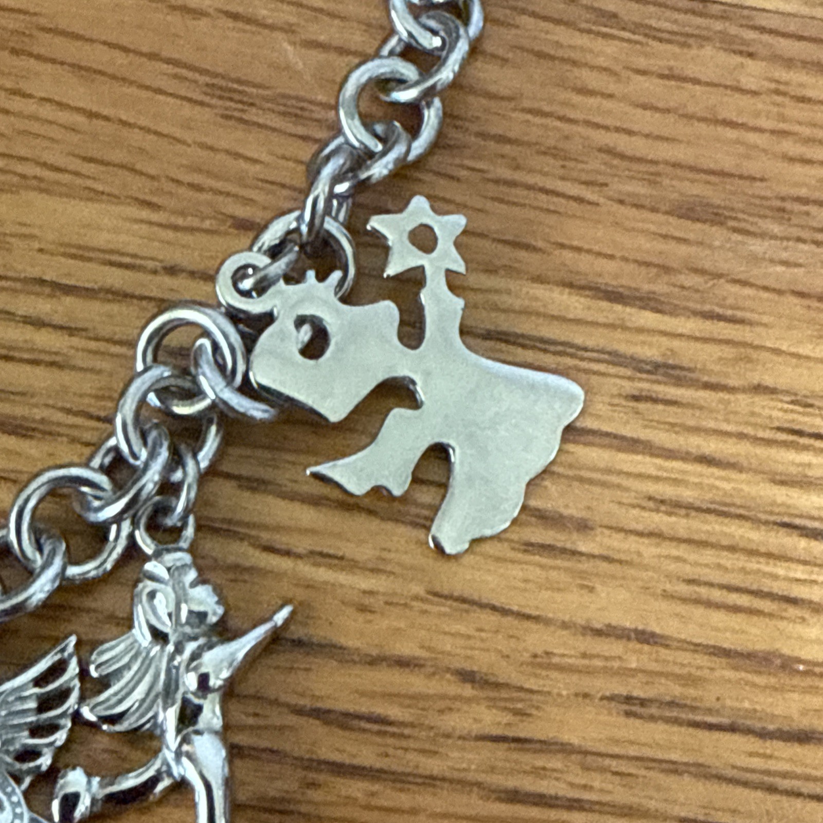 Vintage MILOR Guardian Angle Charm Chain Bracelet Stainless Steel 8”