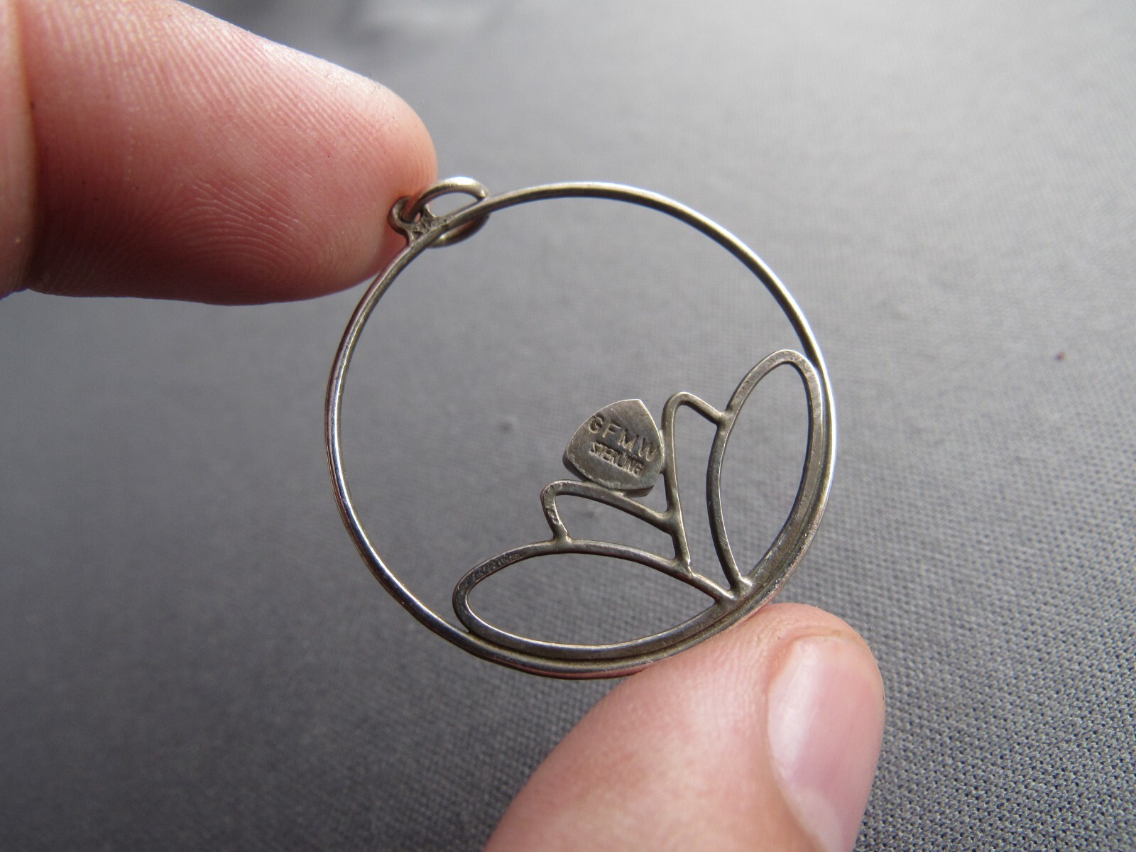 VINTAGE GFMW GREAT FALLS STERLING TRILLION GREEN PERIDOT LOTUS FLOWER PENDANT
